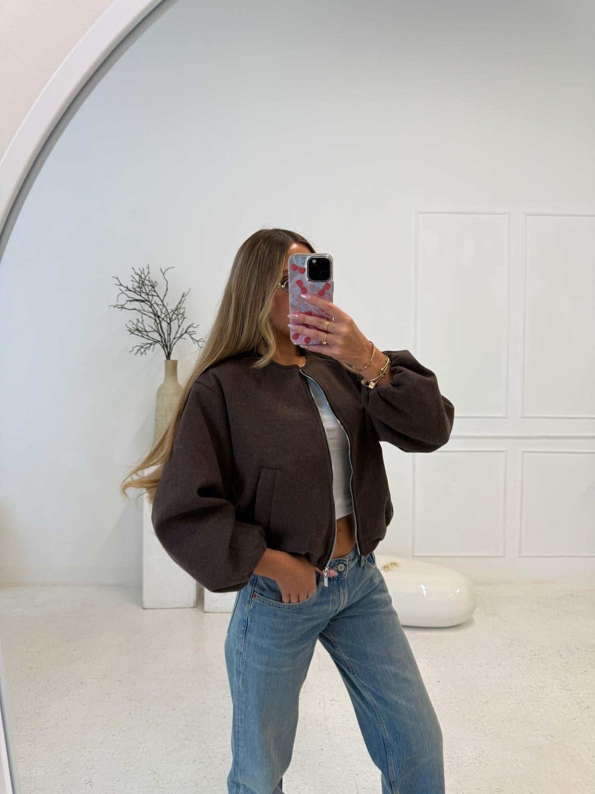 bomber jacket - brown