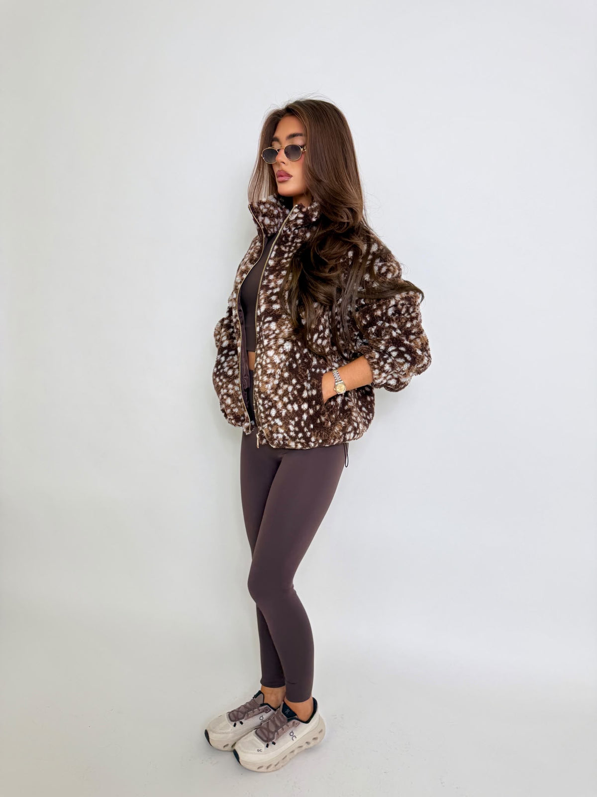 Bambi gold zip fleece - brown