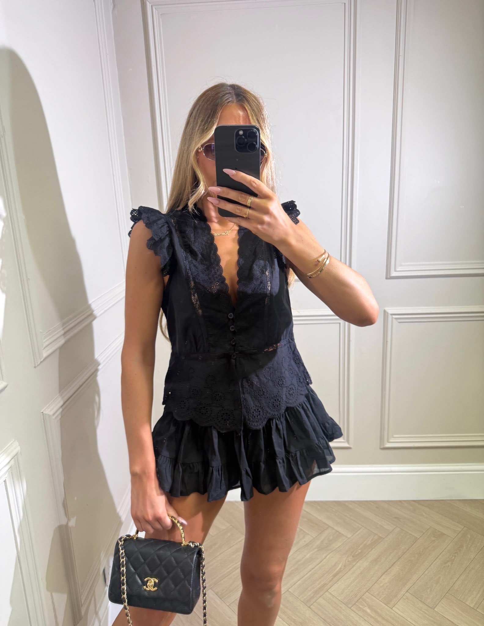 Luxury skort lace set - black