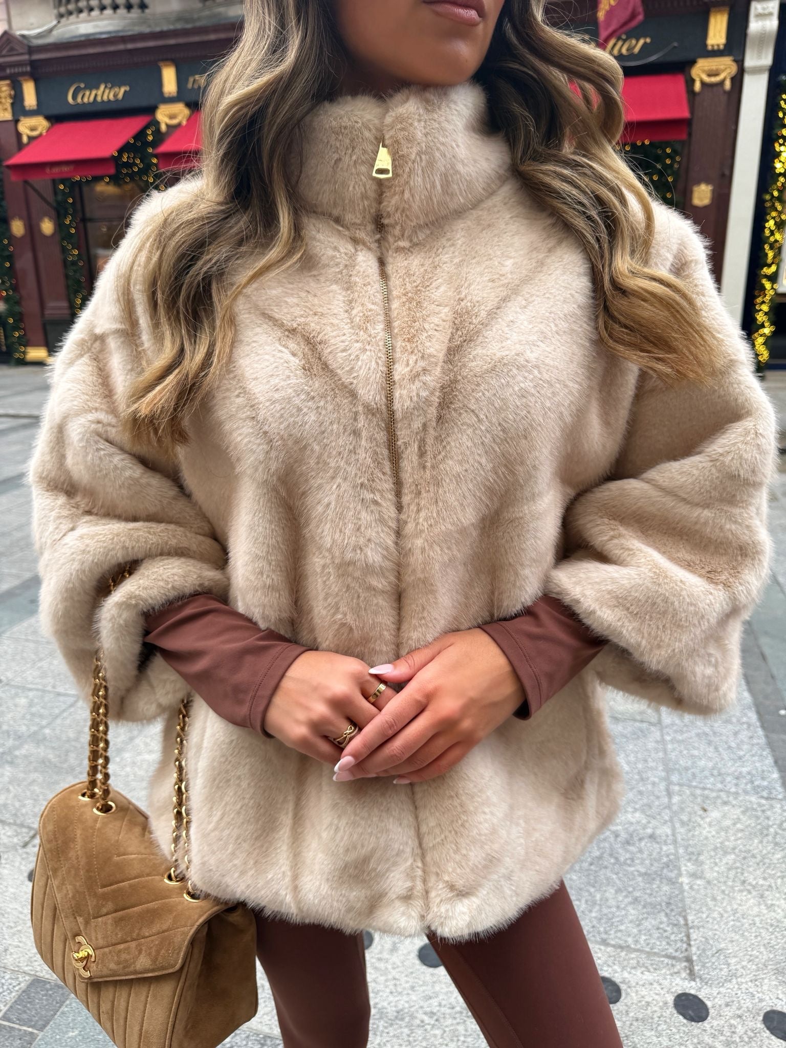 Sofia Luxury Fur Jacket - beige