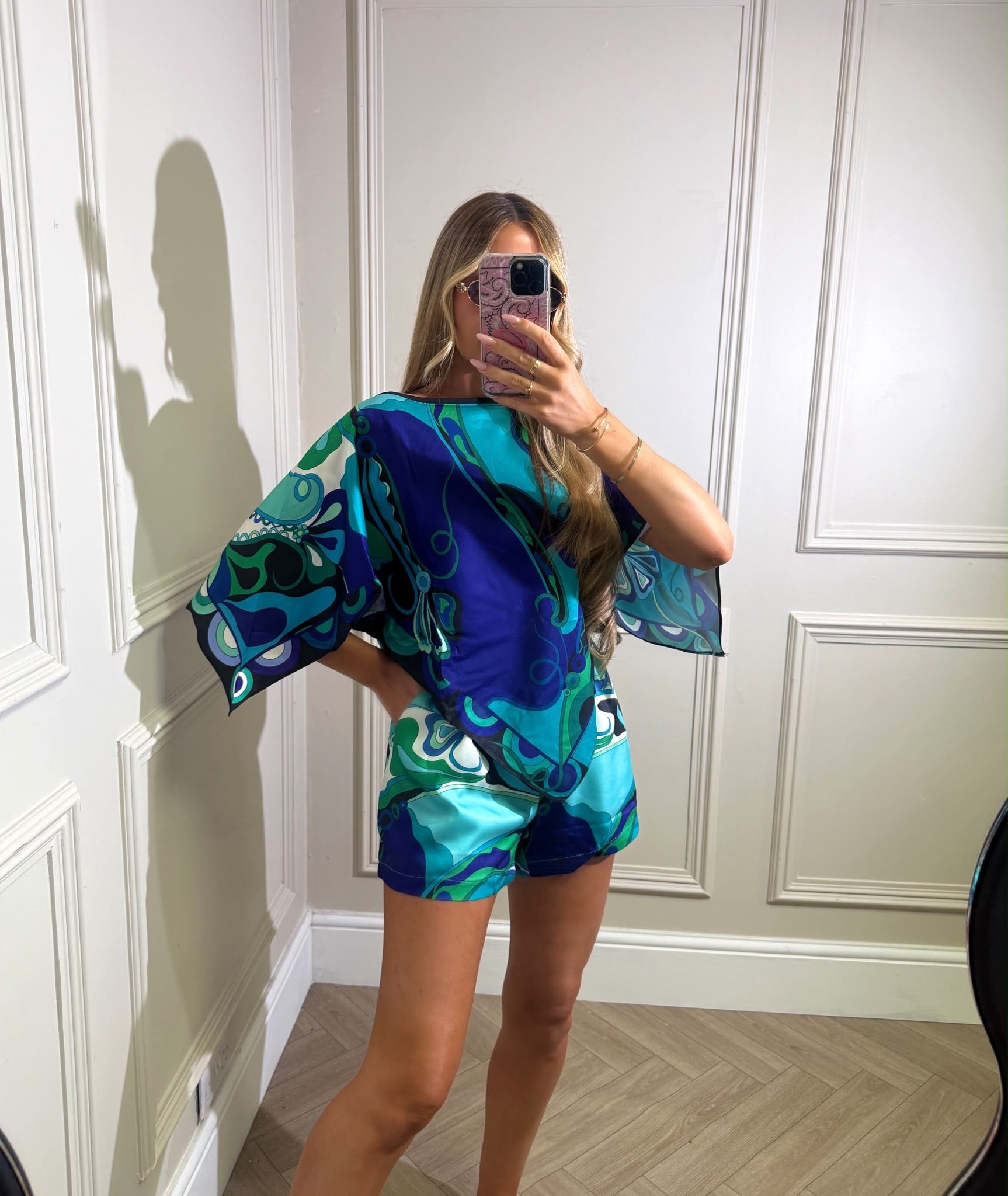 Luxury Cape co-ord - blue mix