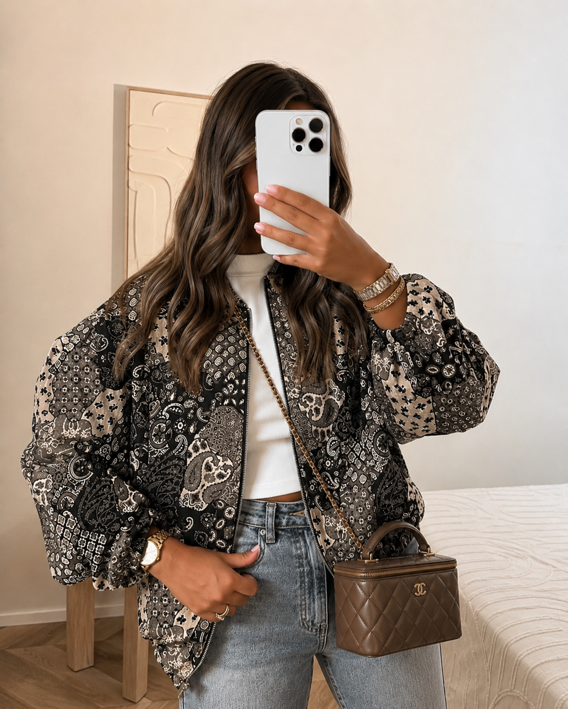 Bandana bomber jacket - black