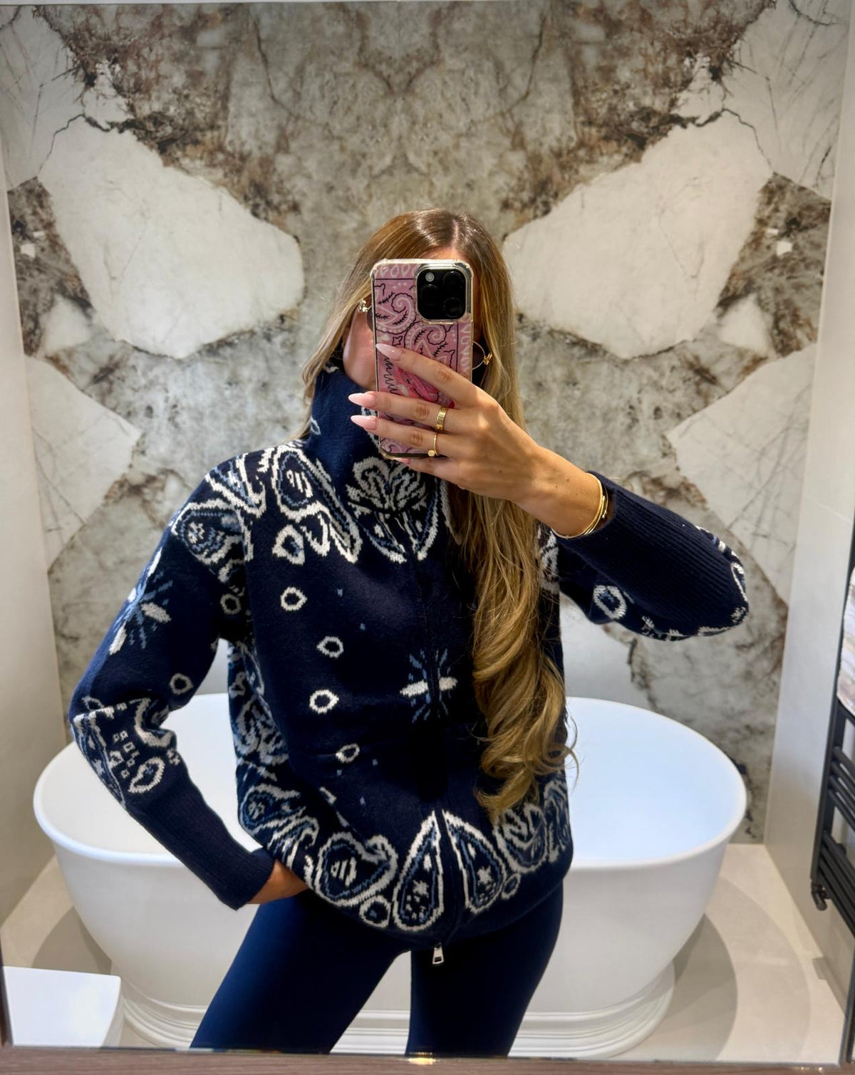 Bandana knit cardigan - navy