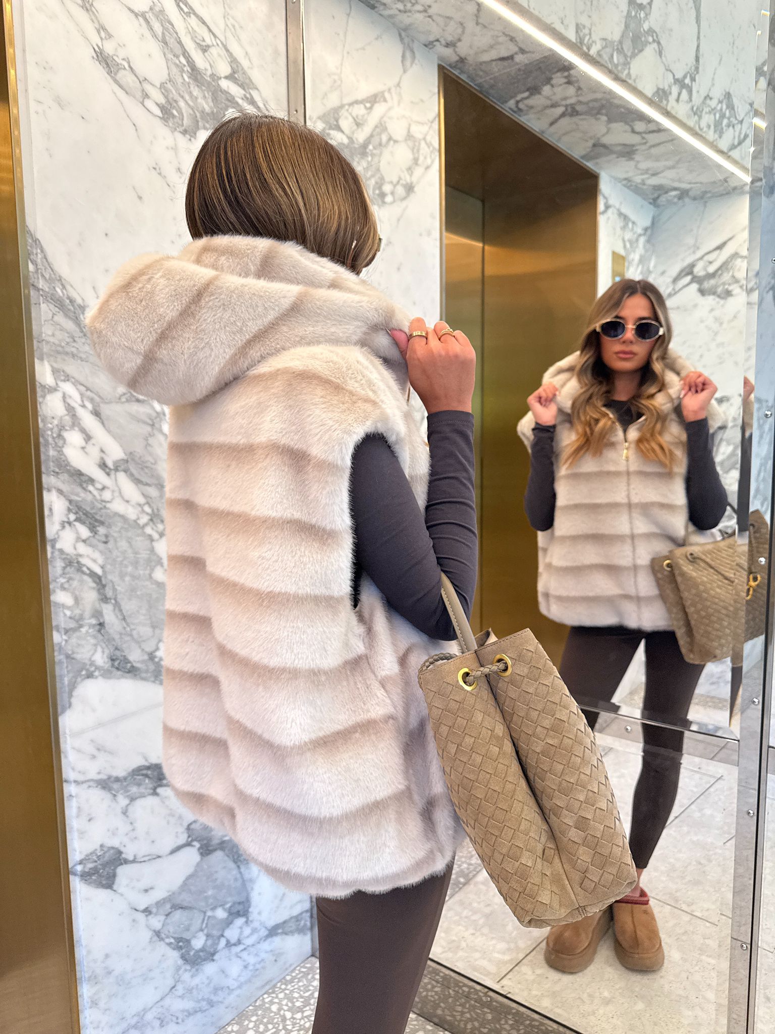 Luxury faux fur gilet - cream