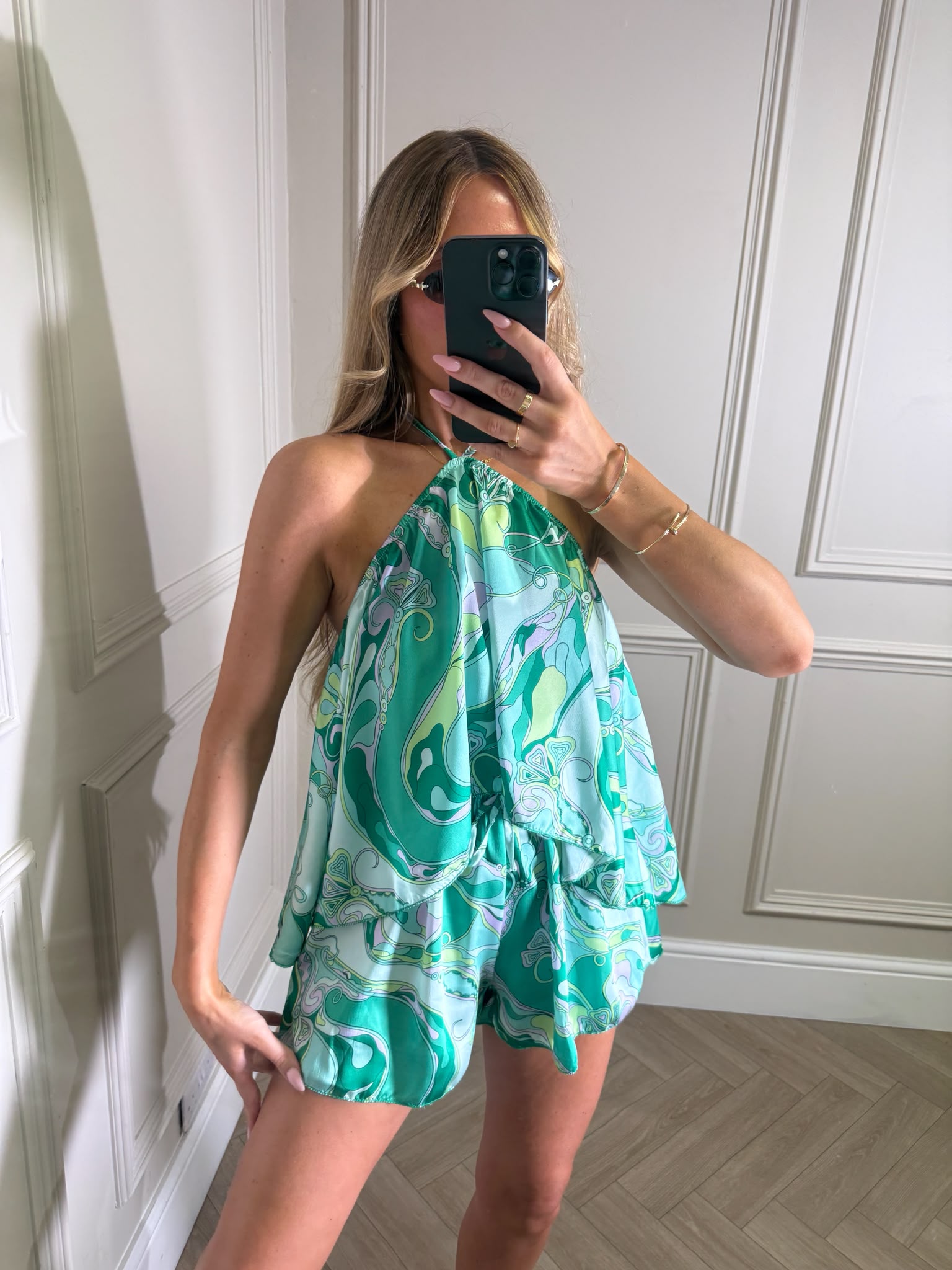 Jasmin print short co-ord - green
