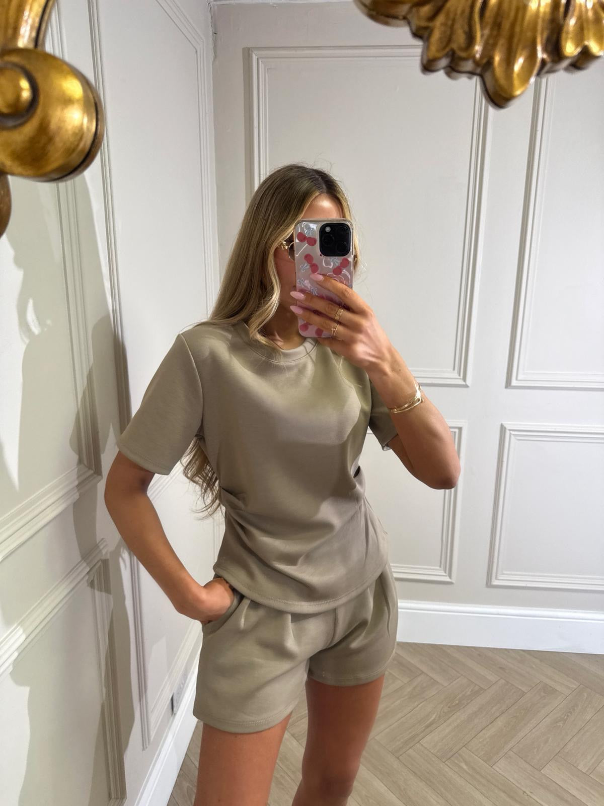 Pleated short set - mocha