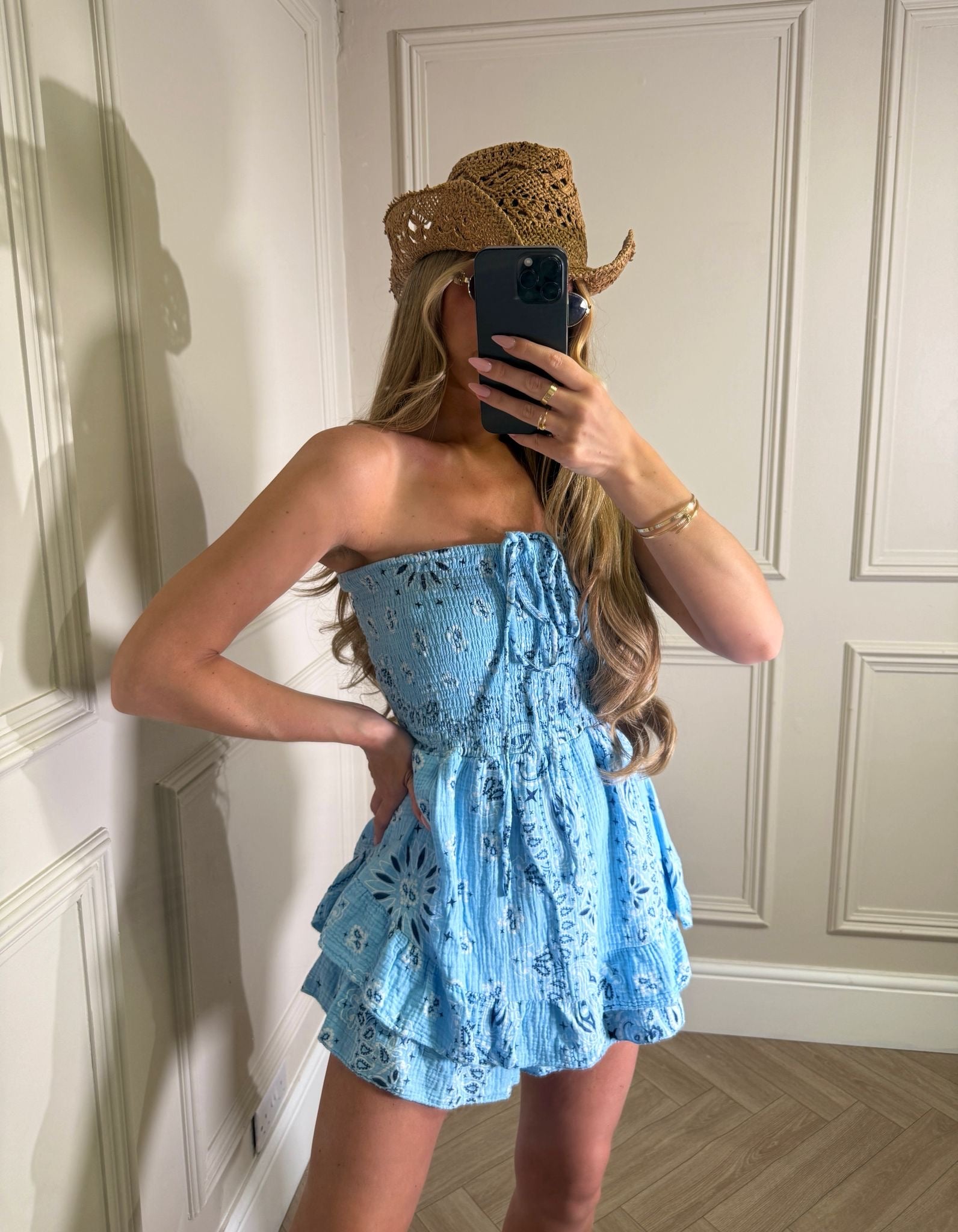 Bandeau bandana playsuit - blue
