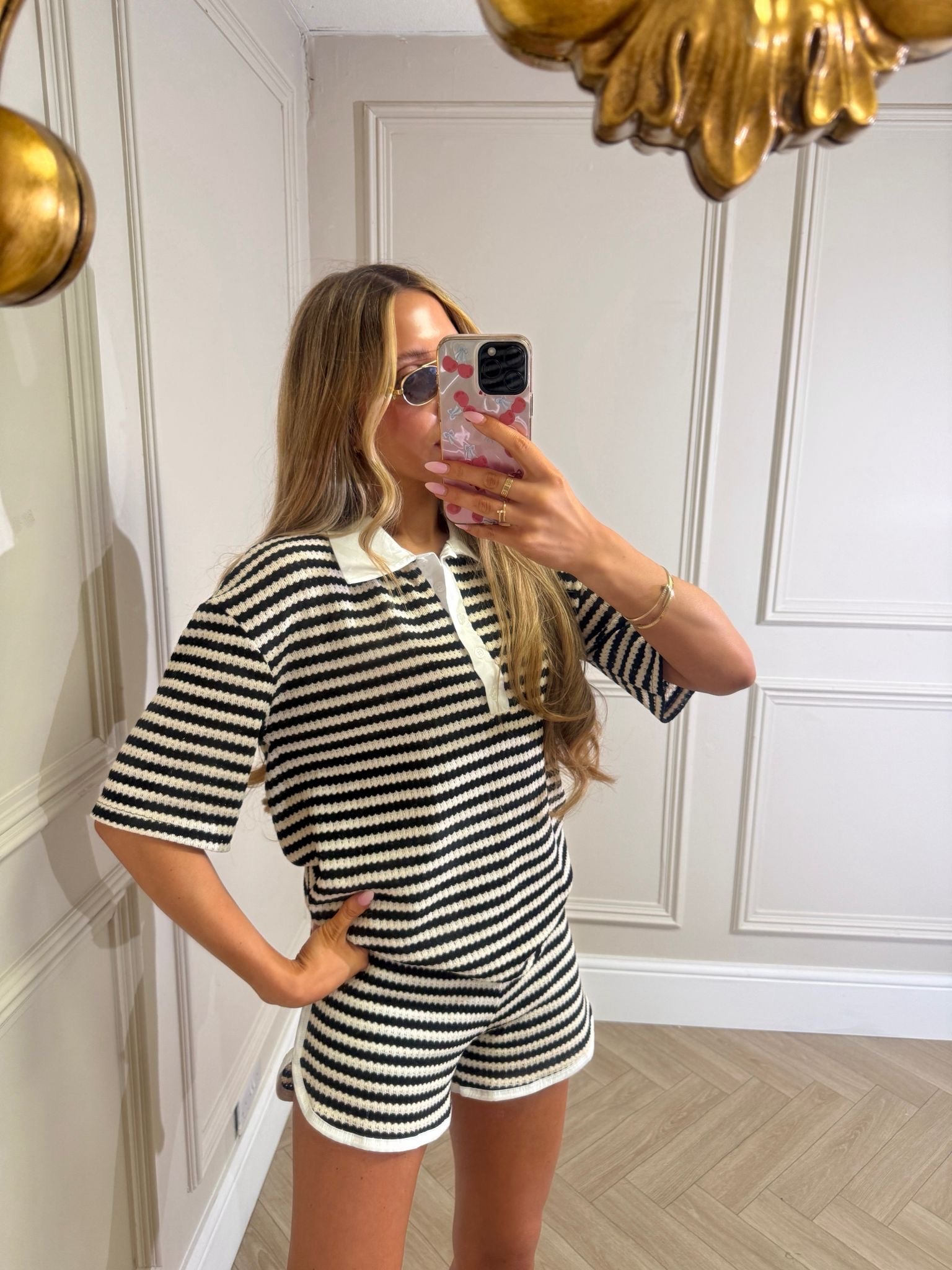 Collar stripe co-ord - black