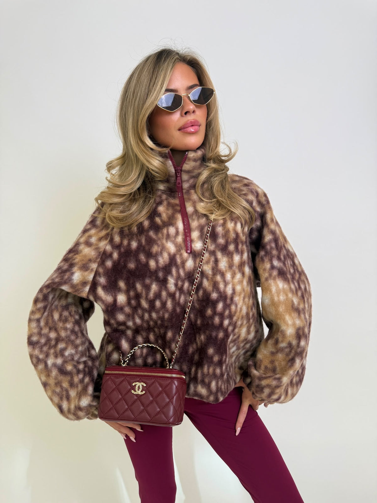 Deer fleece jumper - wine