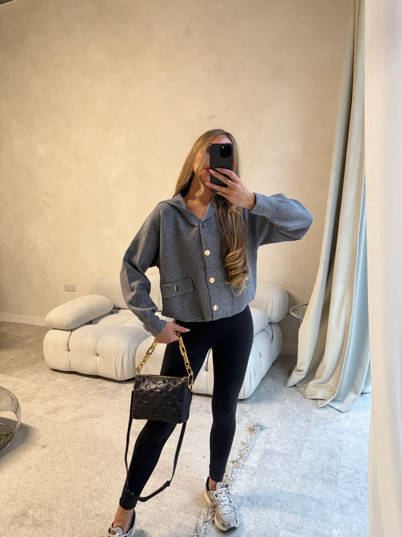 Knit hood jumper - Grey