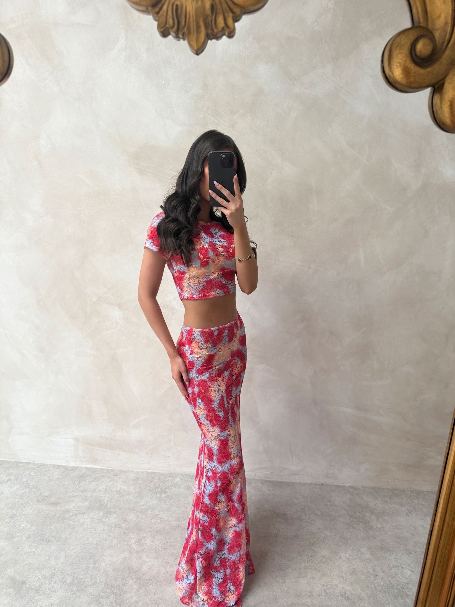 Lace Maxi set - red
