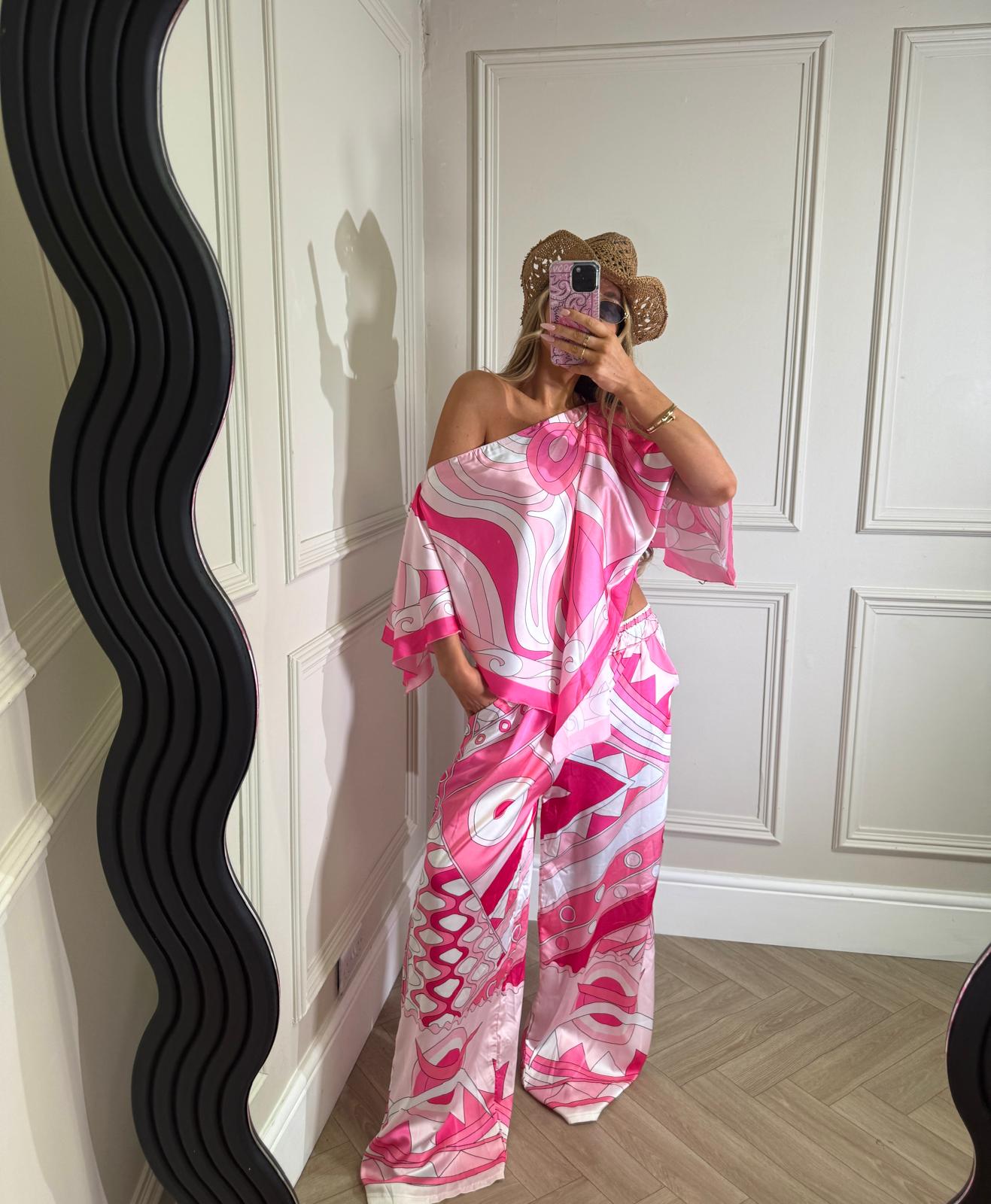 St tropez trouser set - pink