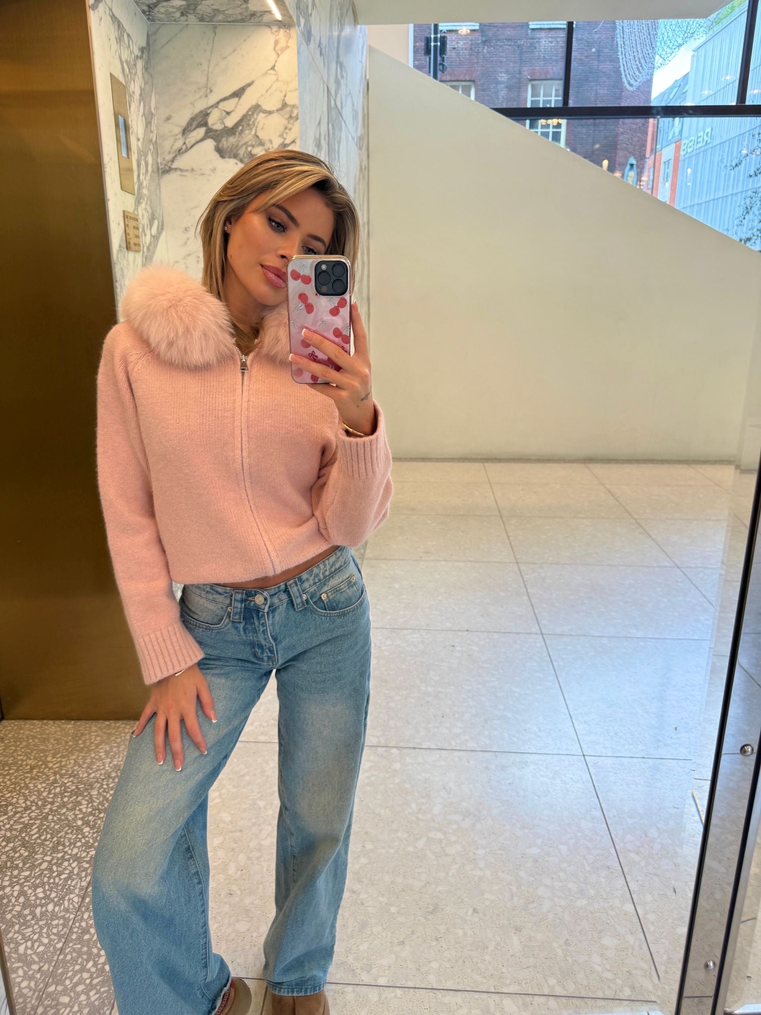 Luxury Fur Cardigan Jacket - baby pink PRE ORDER