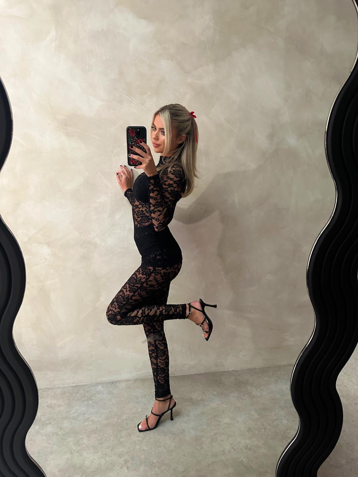 Lace trouser Co-ord - black