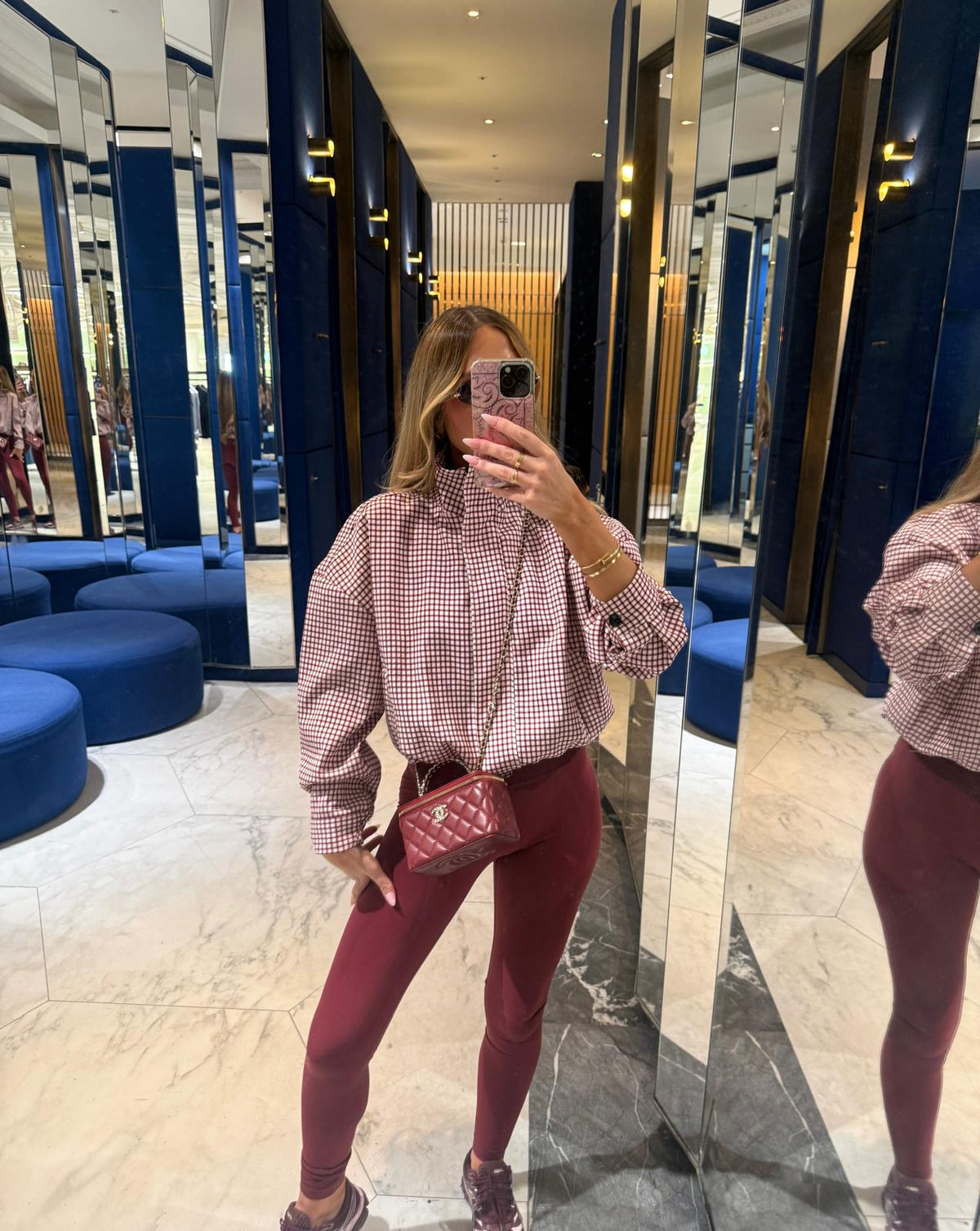 Gingham Jacket - burgundy