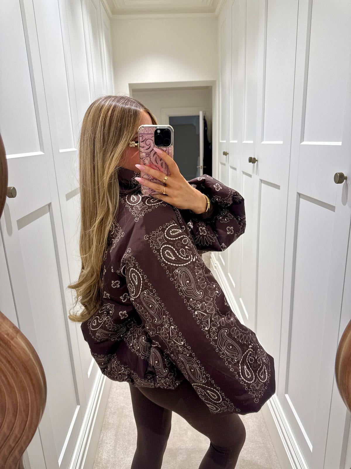 Bandana puffa jacket - brown