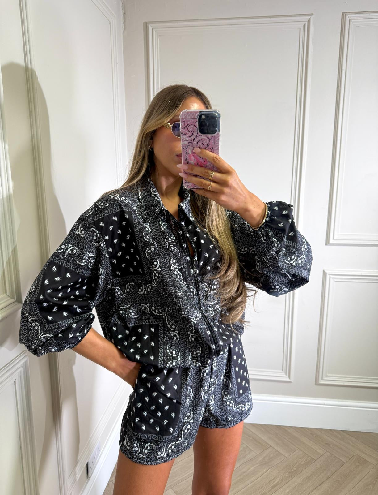 Lucia jacket and short co-ord - bandana black