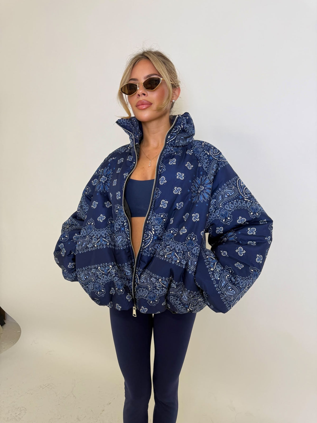 Bandana puffa jacket - navy