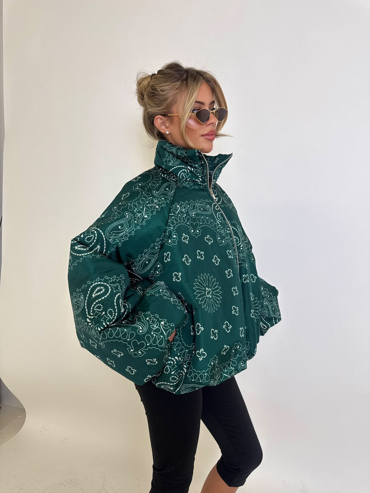 Bandana puffa jacket - green