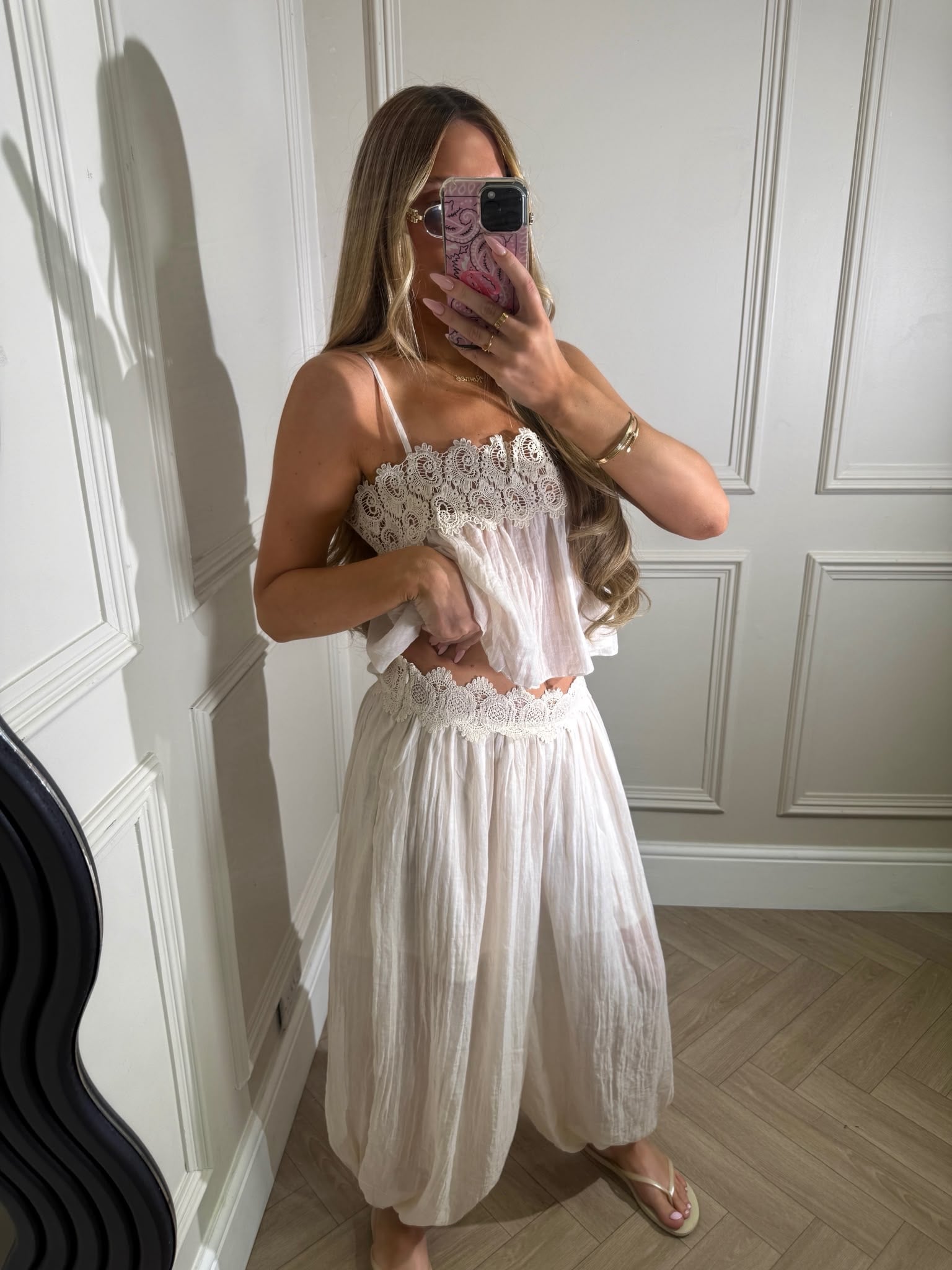 Coco sheer harem set - cream
