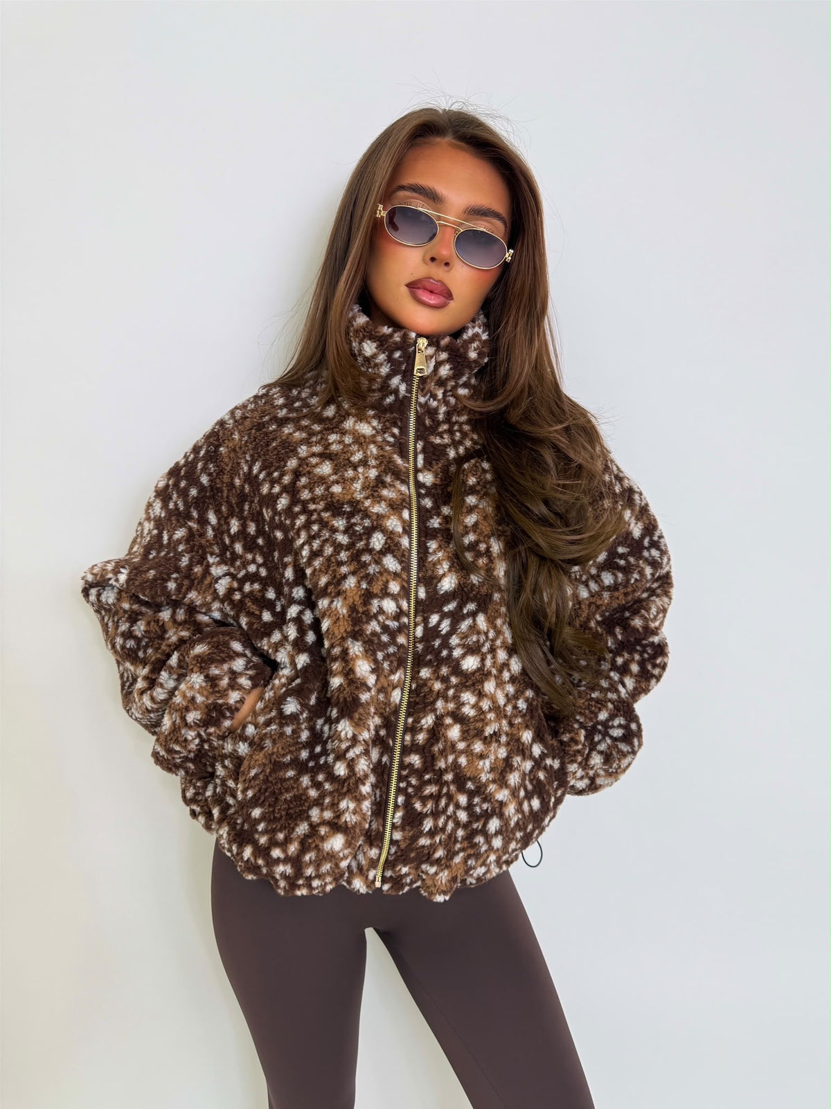 Bambi gold zip fleece - brown