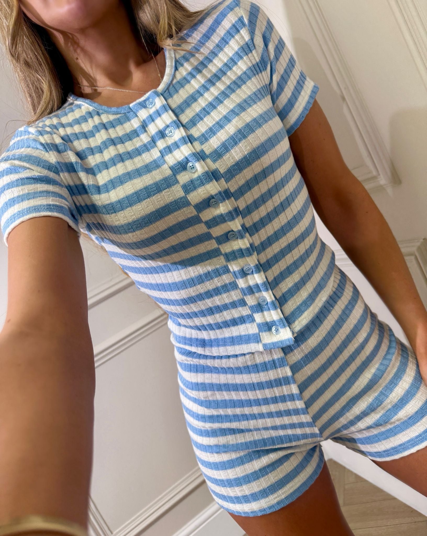 Stripe knit co-ord - blue