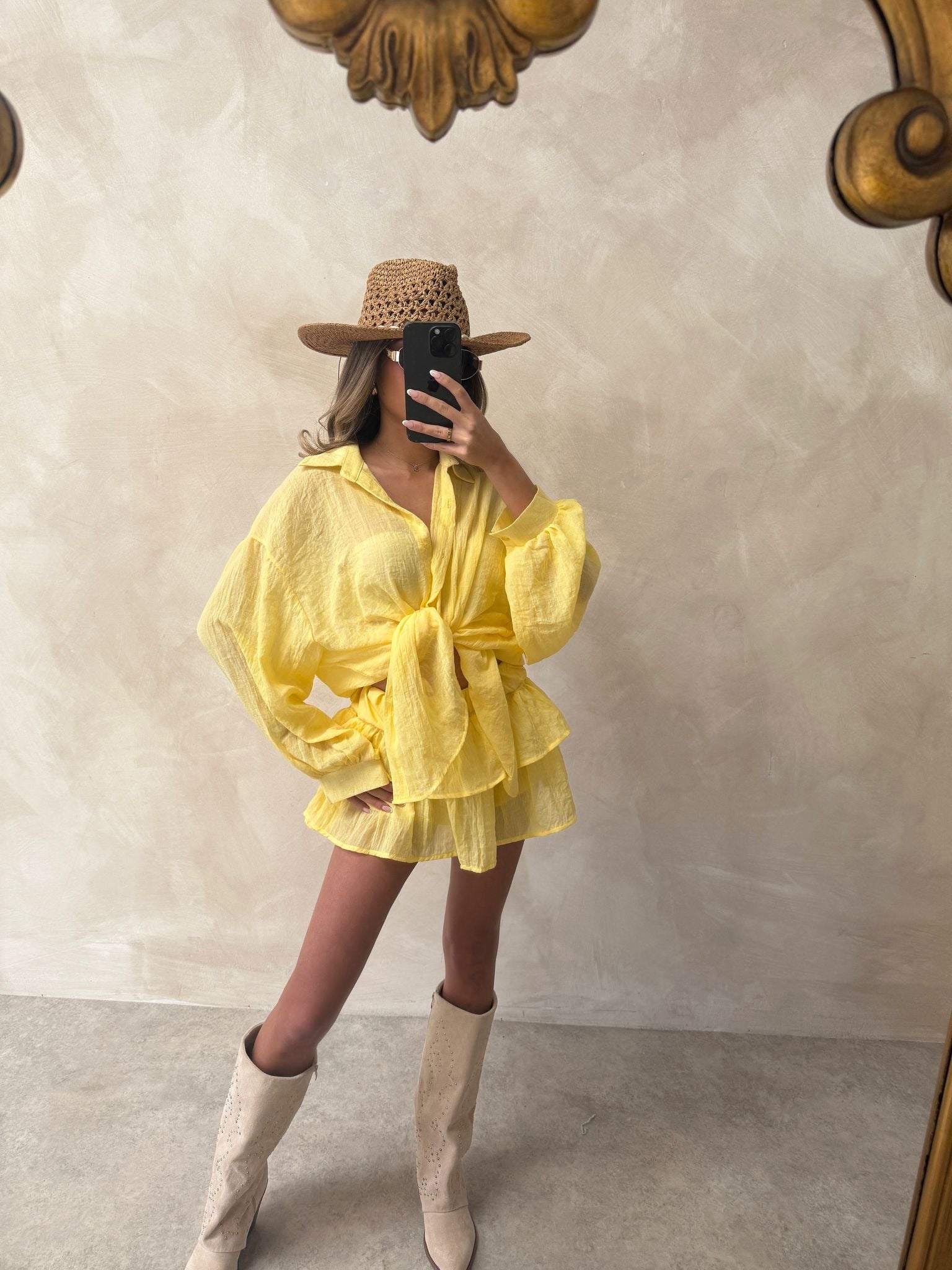 Freya two piece skort set - yellow