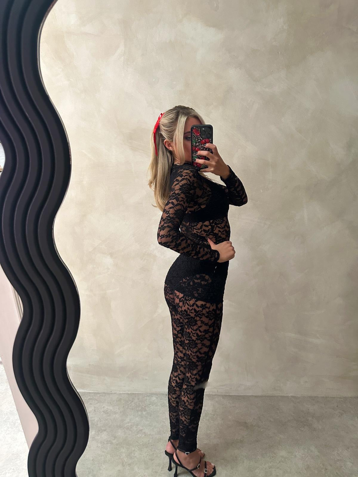 Lace trouser Co-ord - black