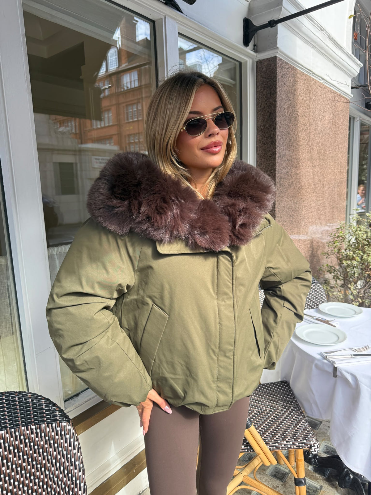 Selina faux fur jacket - khaki