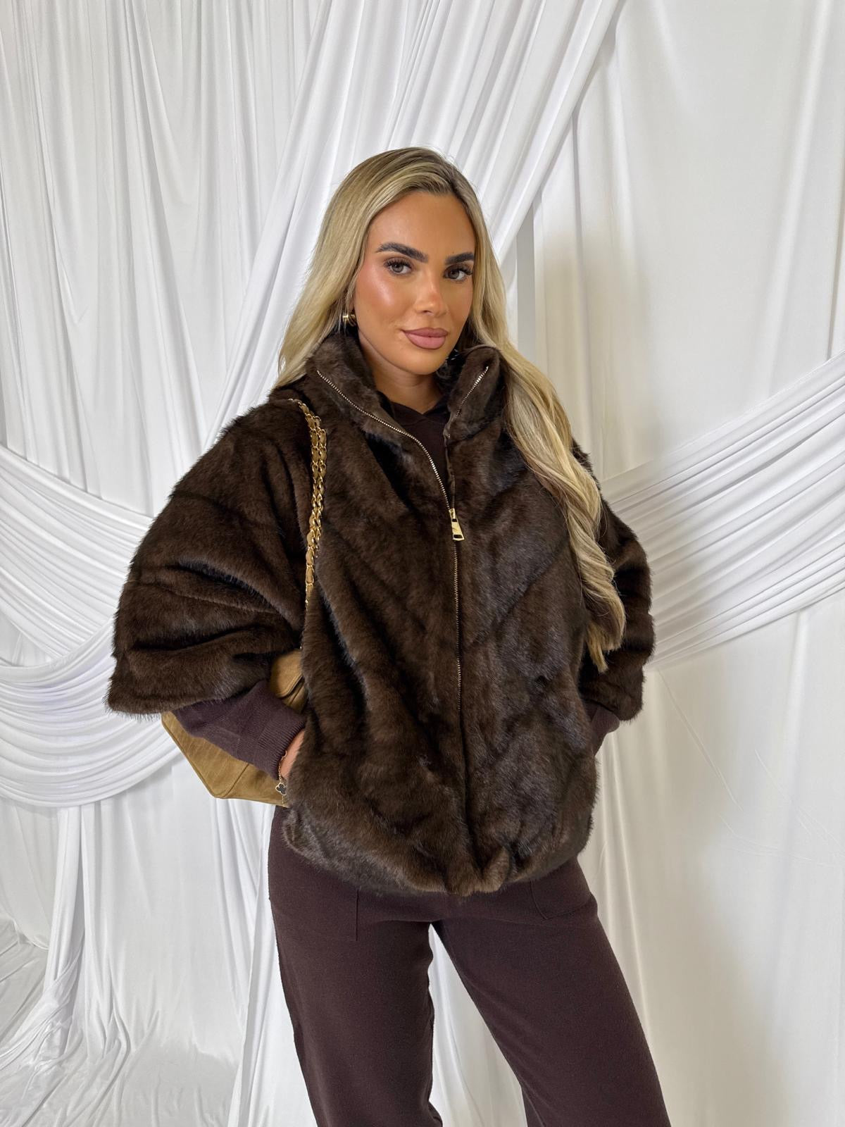 Sofia Luxury Fur Jacket - brown