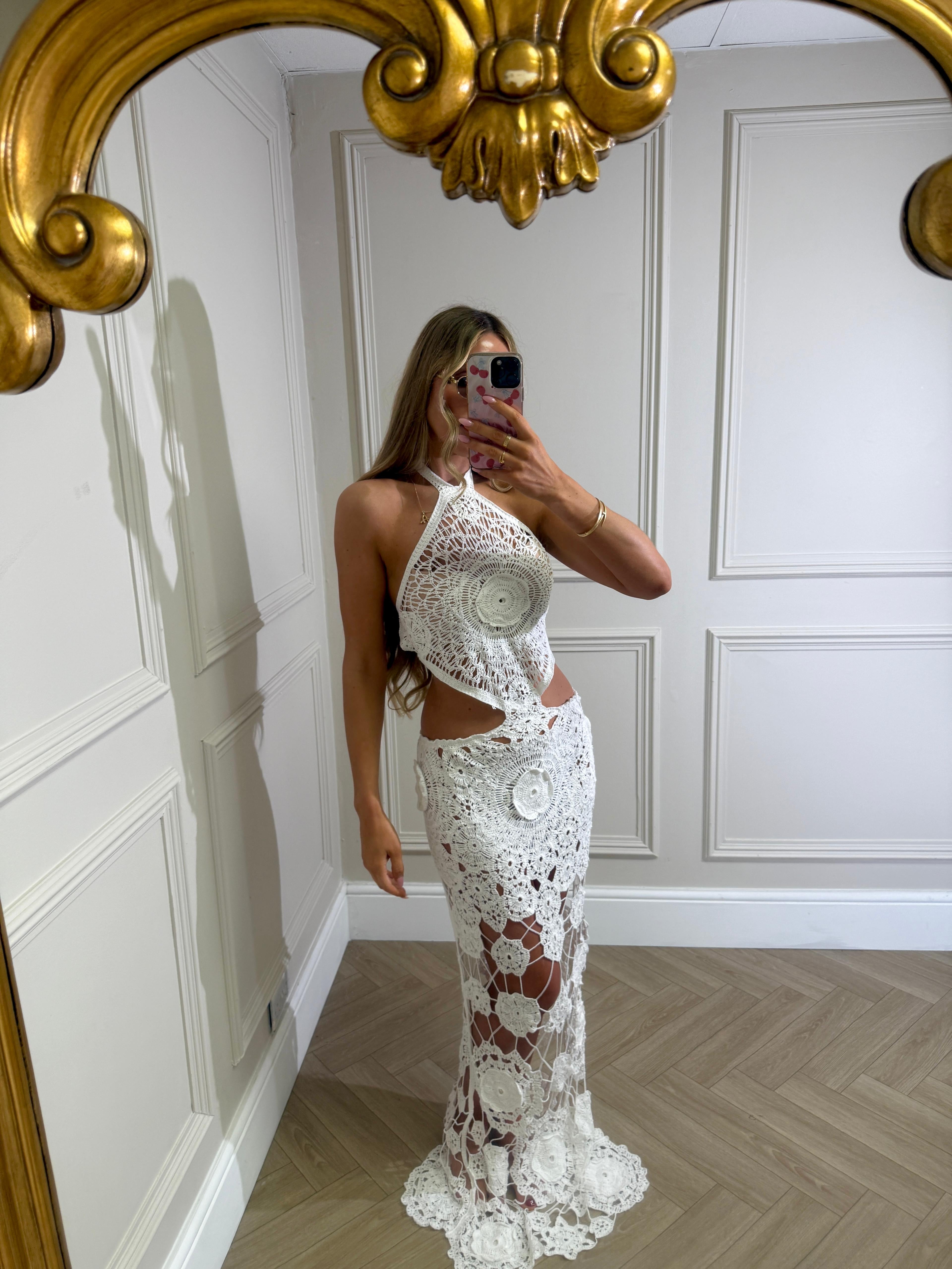 Crochet cut out maxi dress PRE ORDER