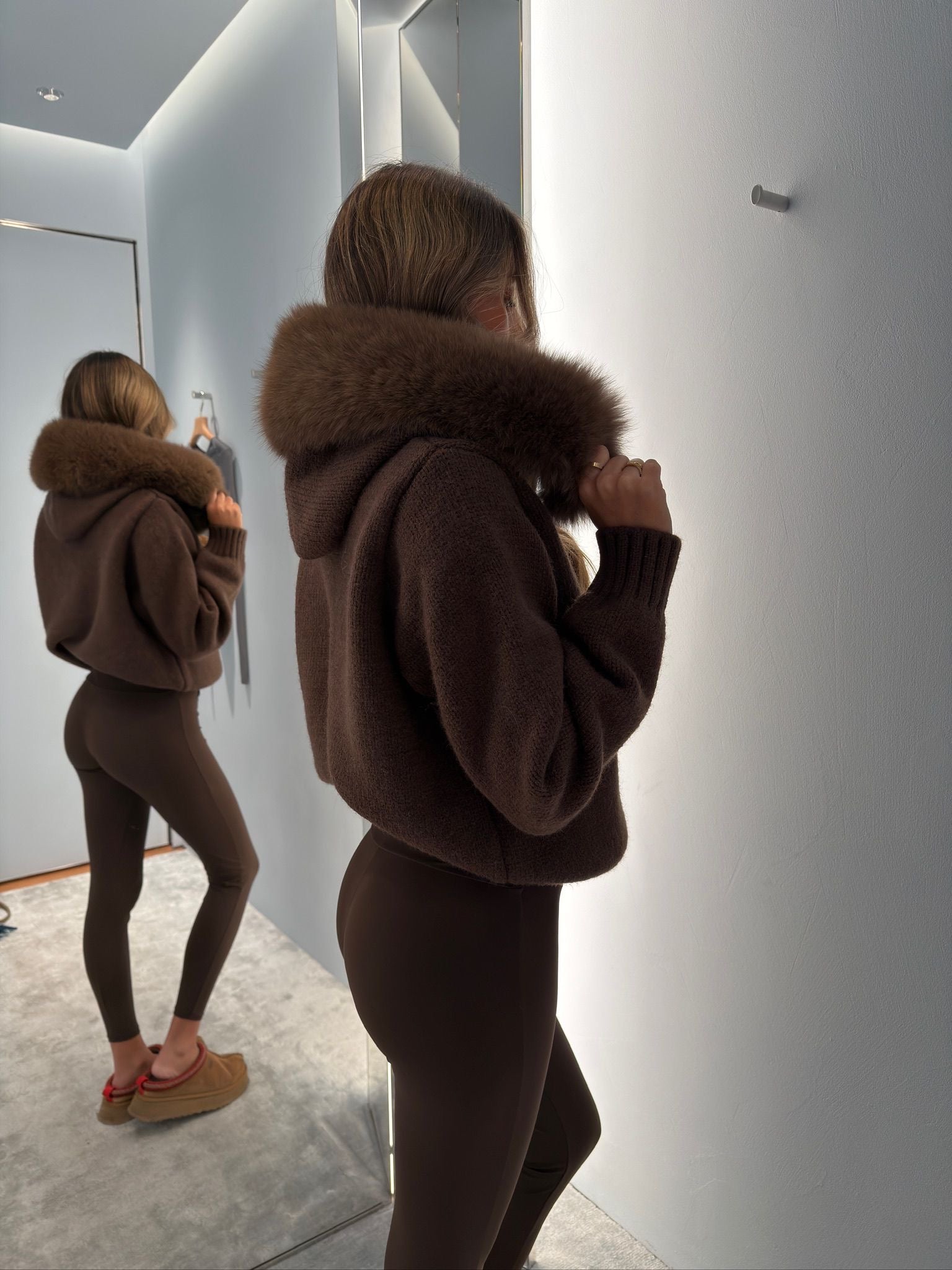 Luxury Fur Cardigan Jacket - brown - PRE ORDER