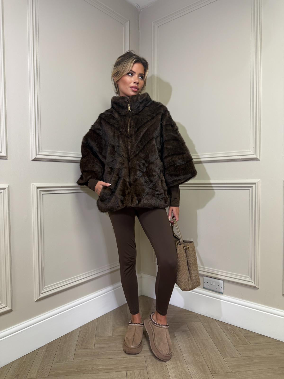 Sofia Luxury Fur Jacket - brown