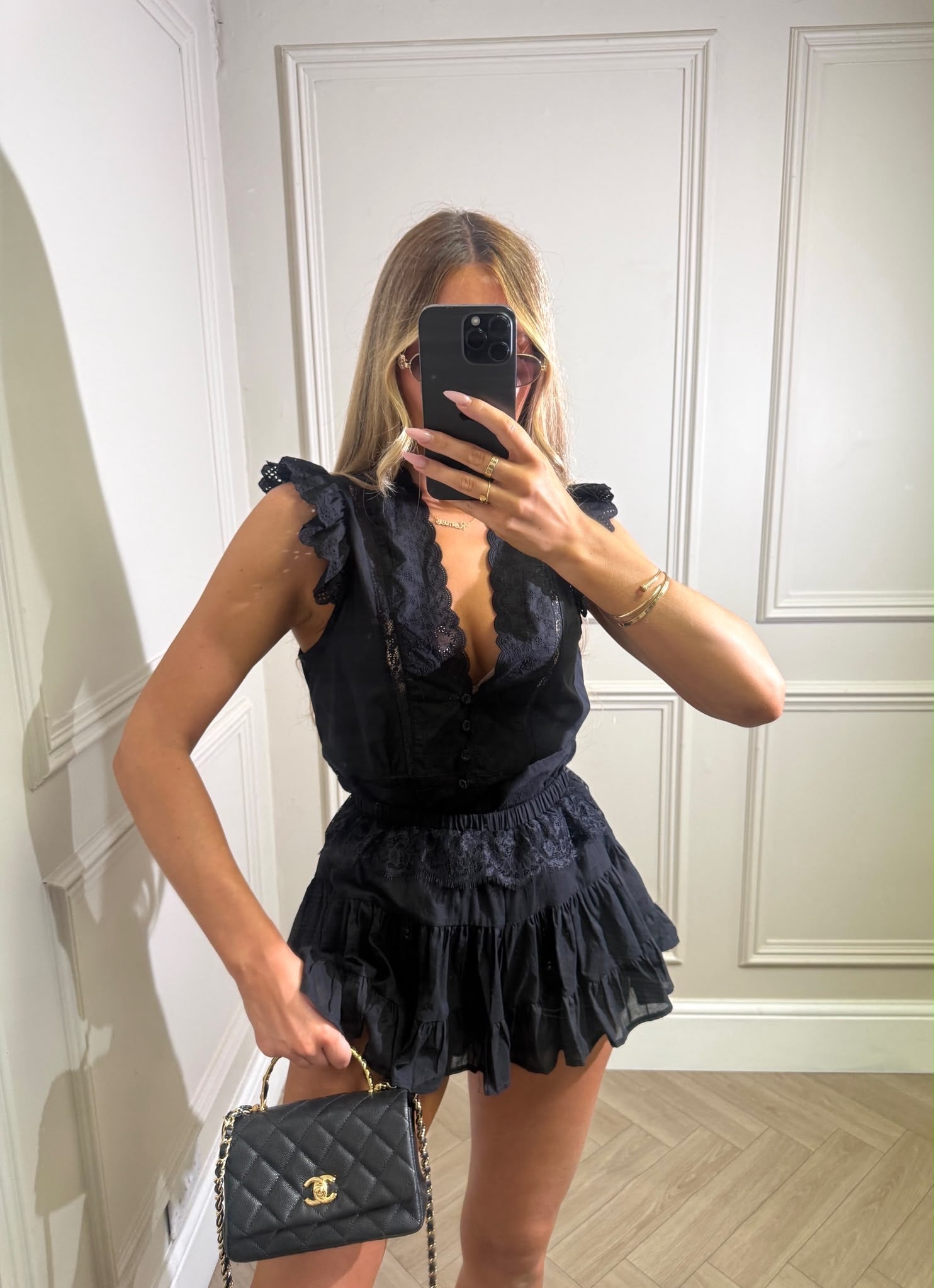 Luxury skort lace set - black