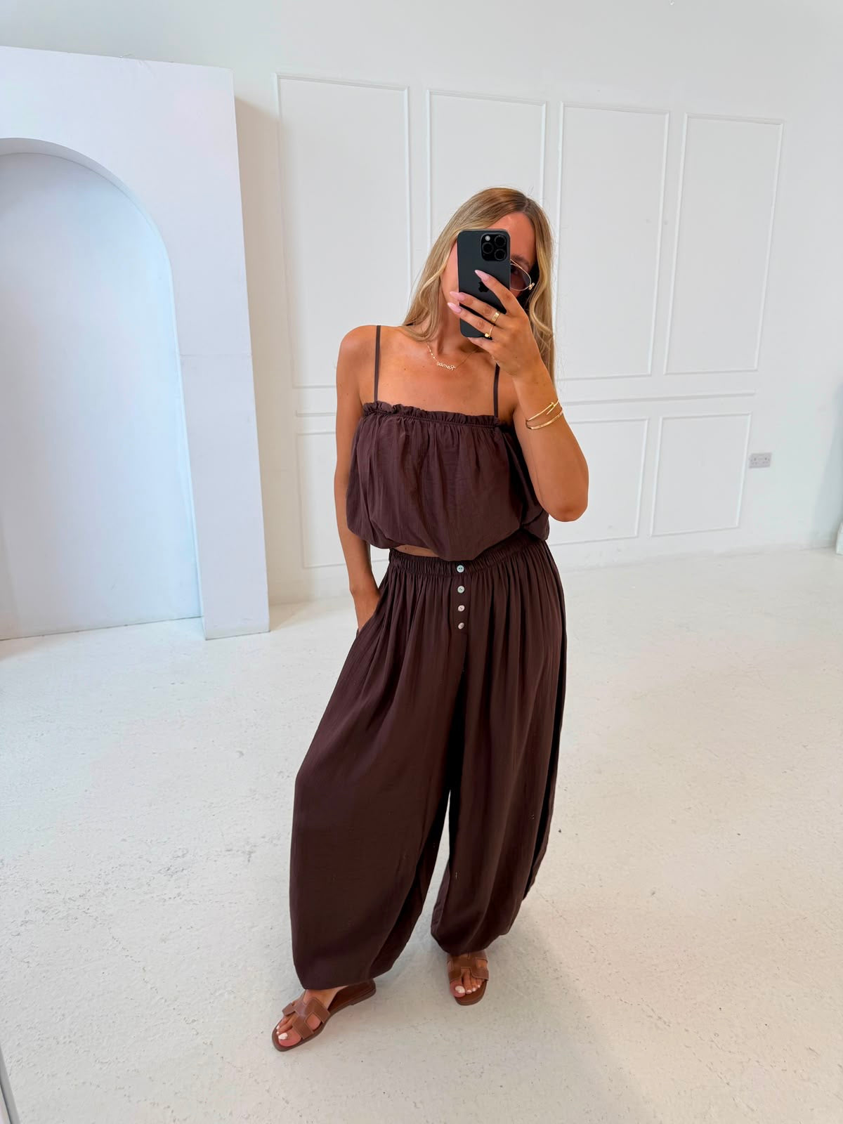 Harem trouser co-ord - brown
