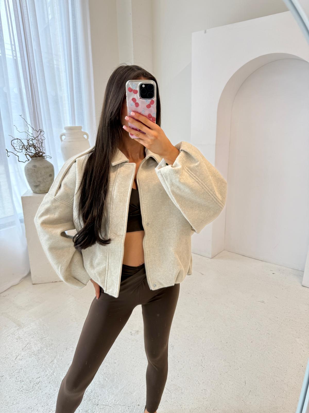 Brush knit jacket - cream