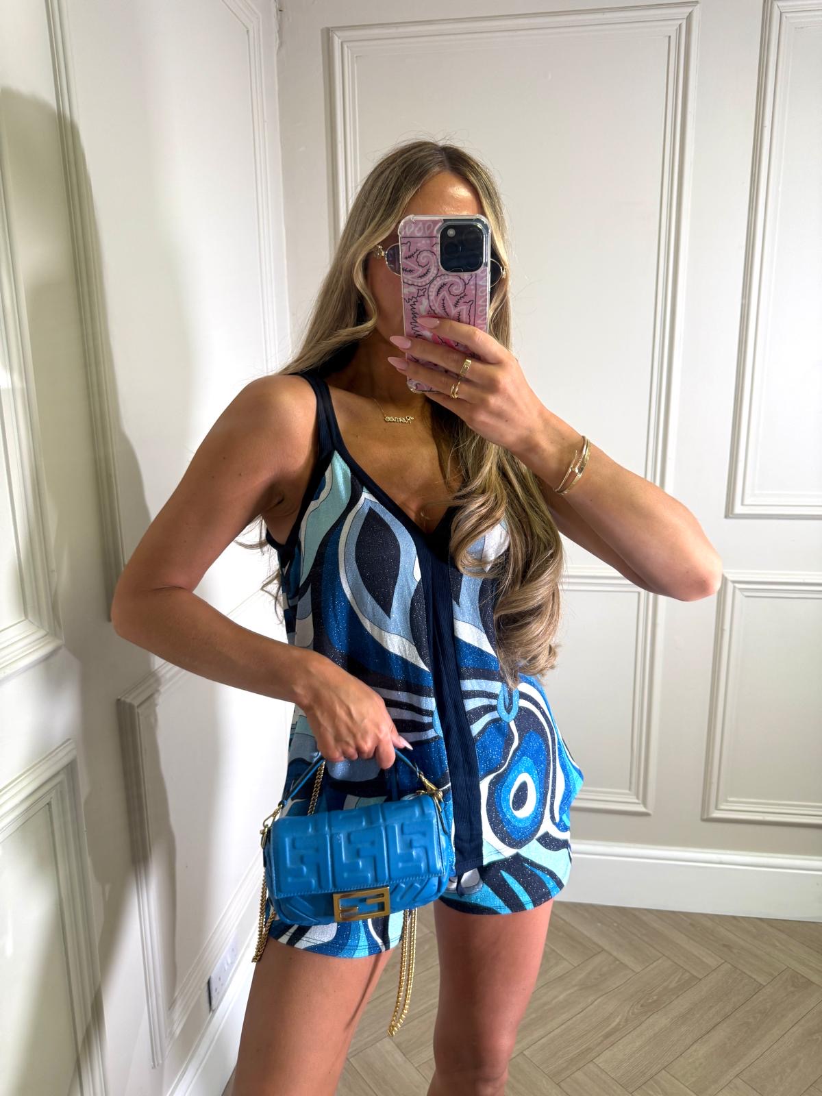 Flo pattern two piece - royal blue