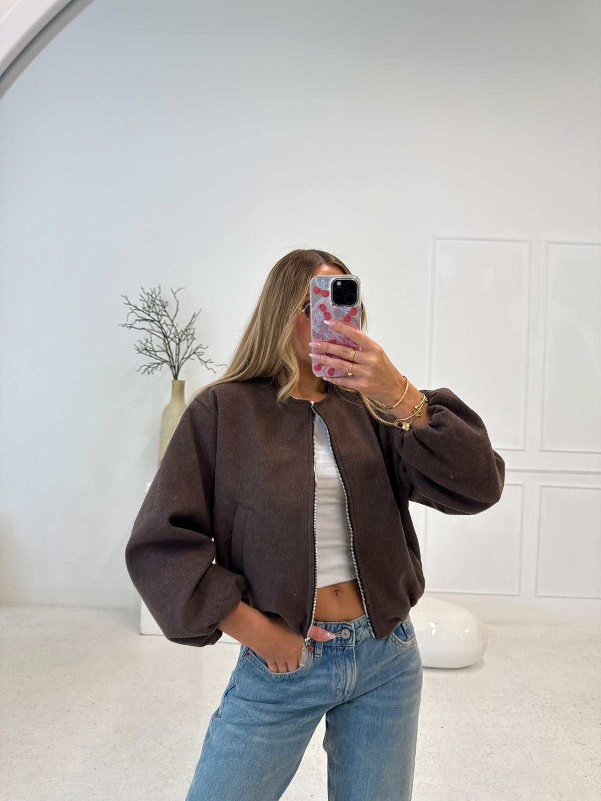 bomber jacket - brown