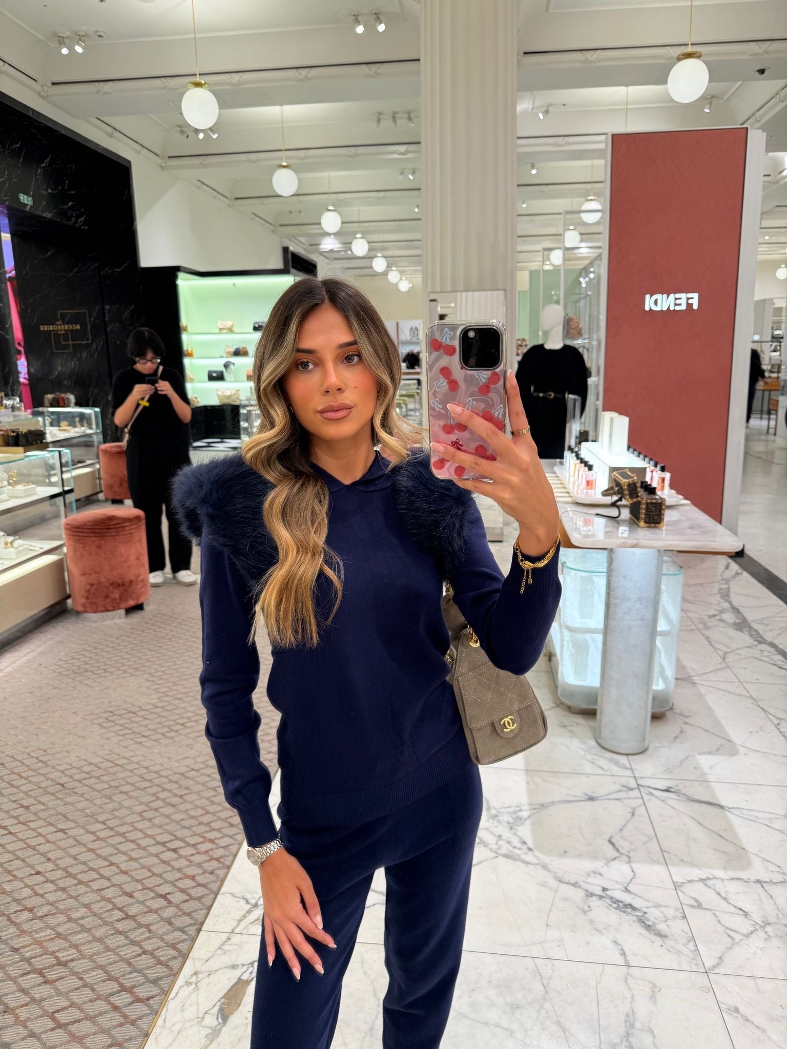 Fur knit tracksuit - Navy
