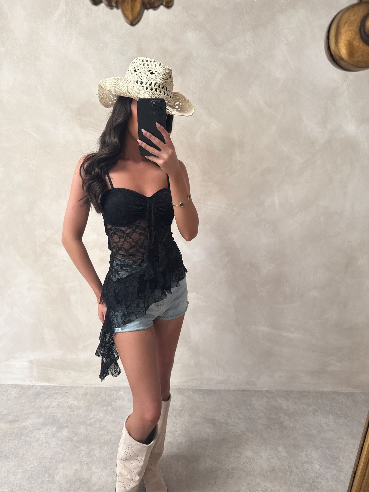 Lace top - black