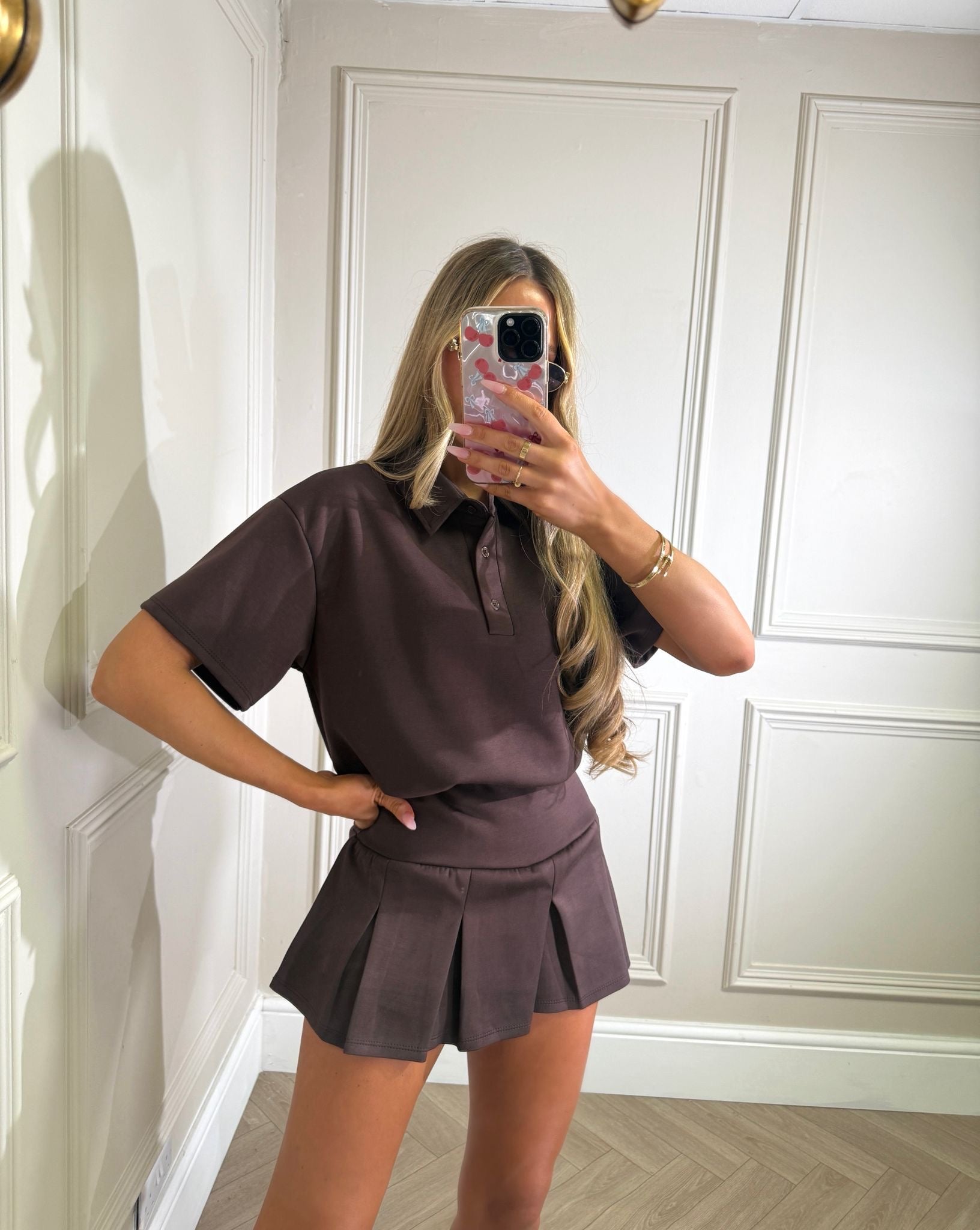 Polo skirt set - brown