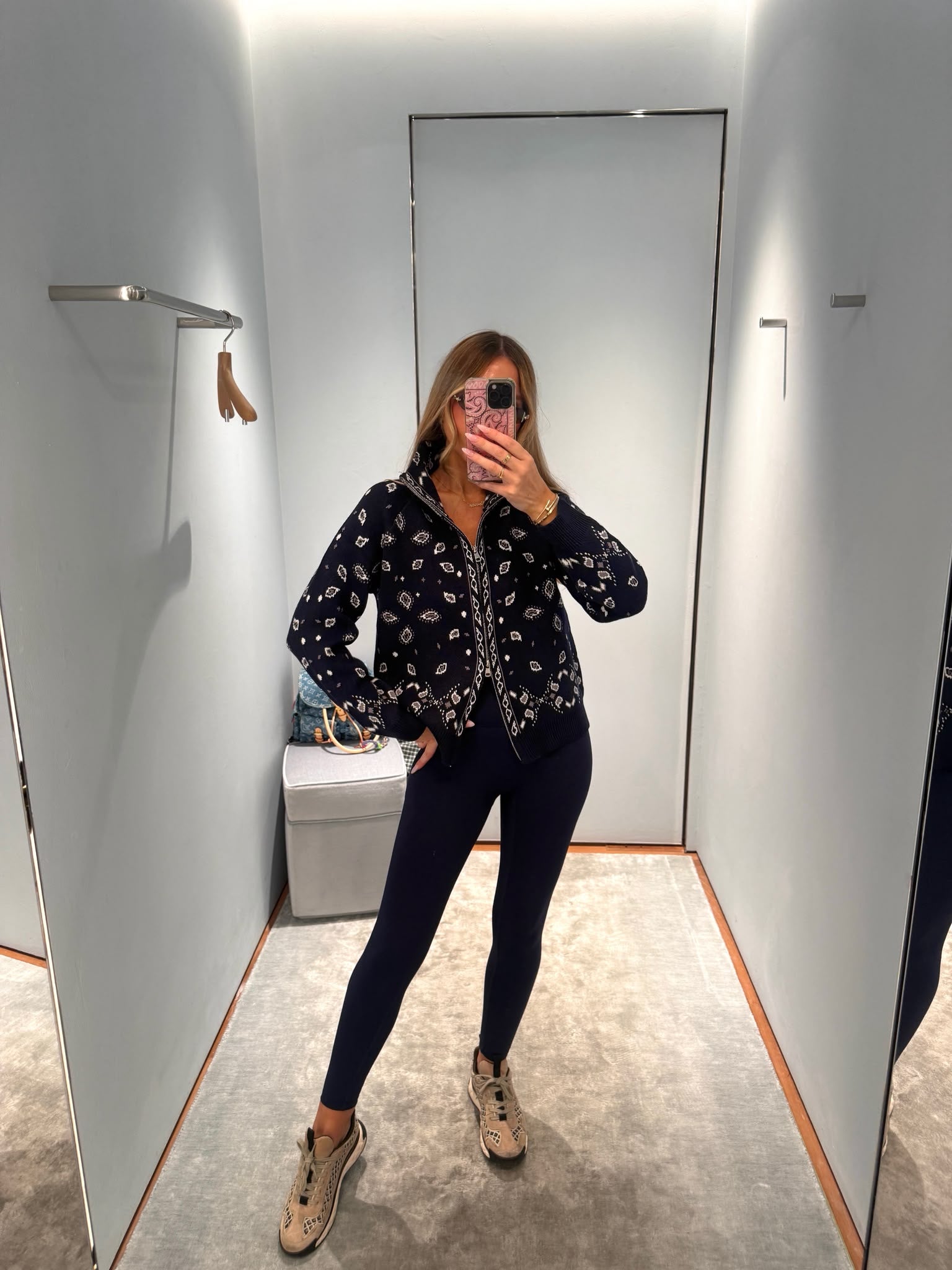 Paisley knit cardigan - navy