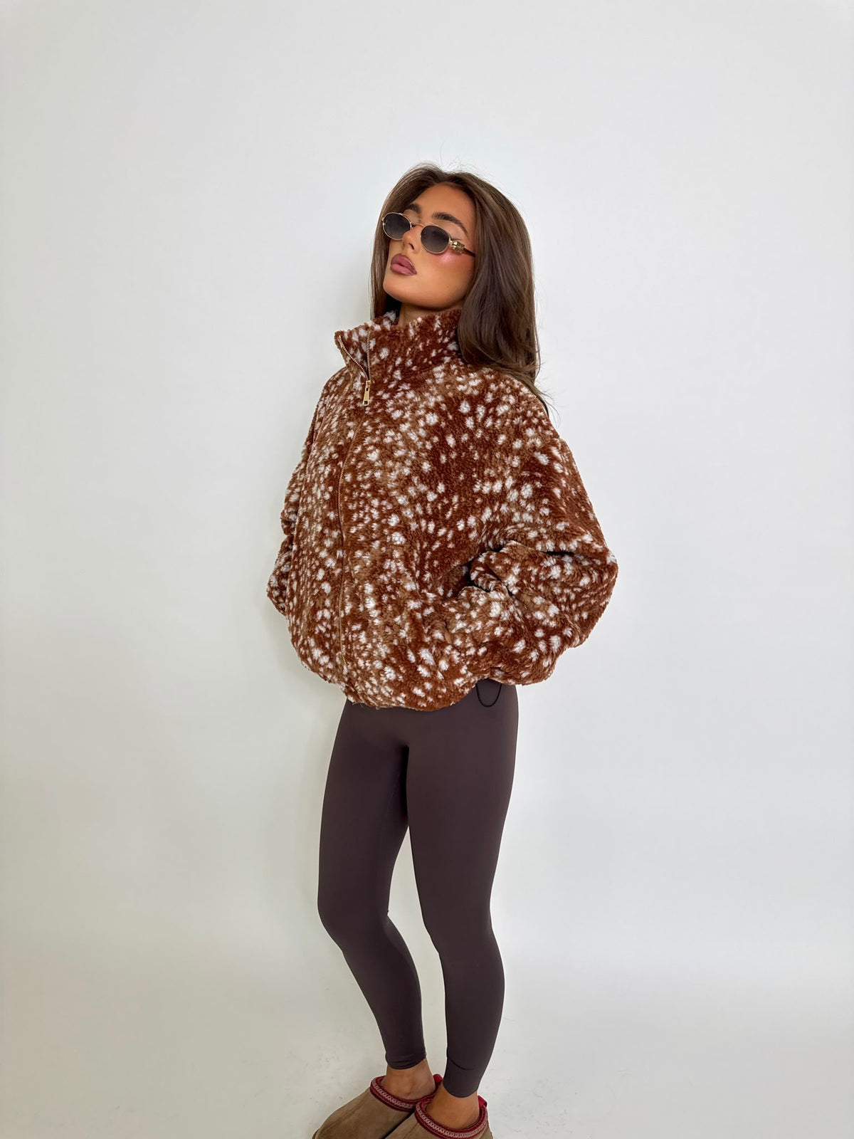 Bambi gold zip fleece - tan