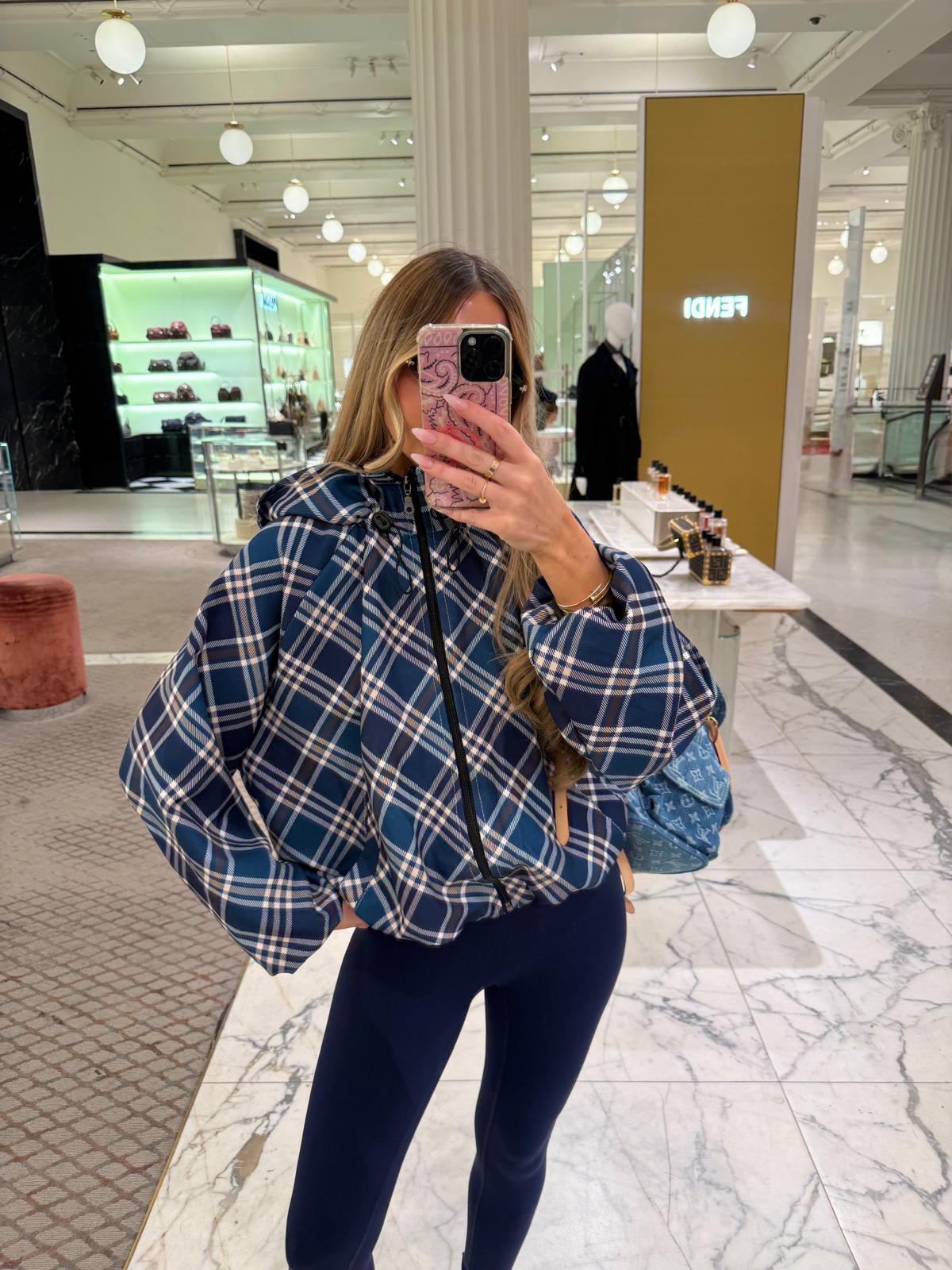 Check jacket - navy