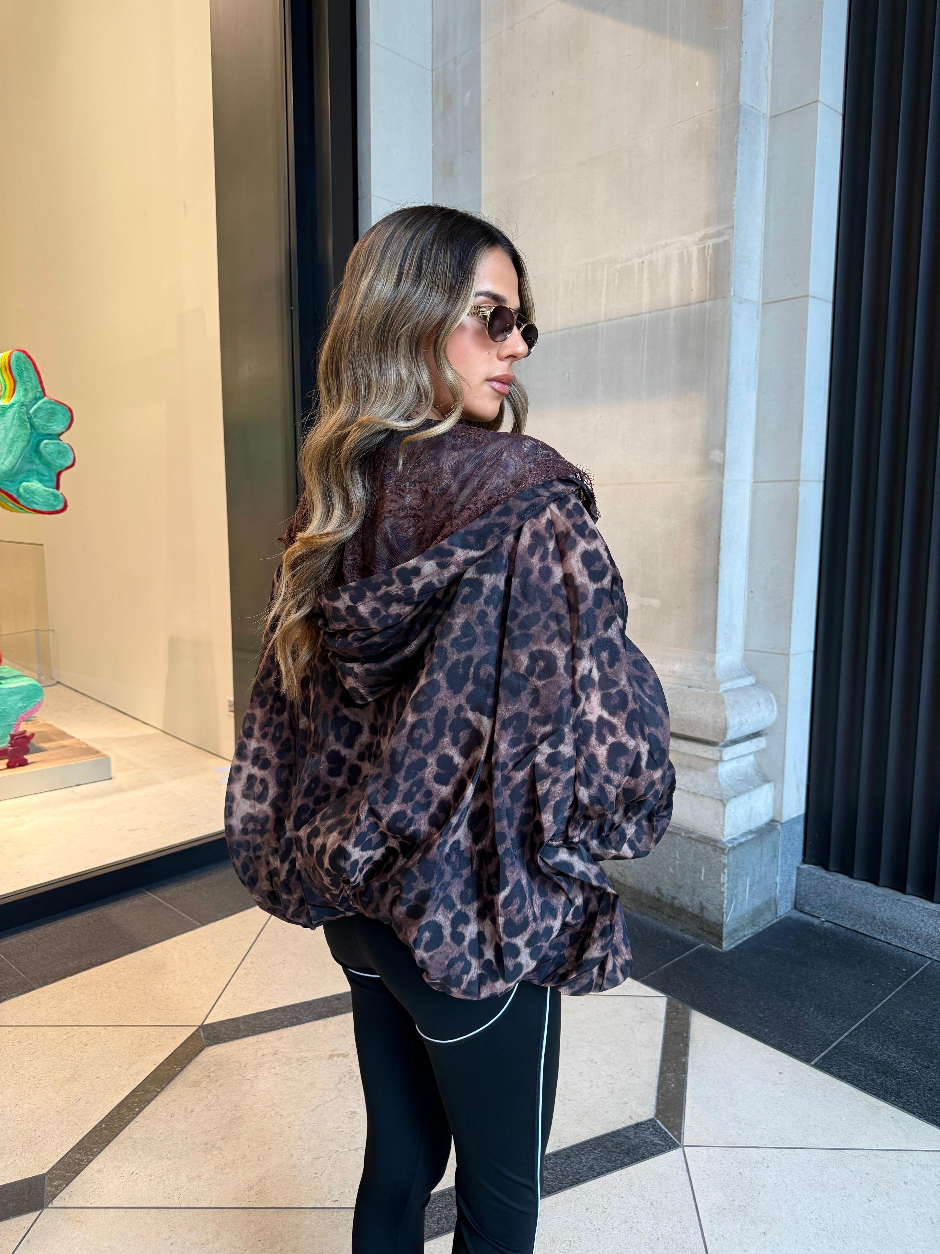 Leopard zip up jacket