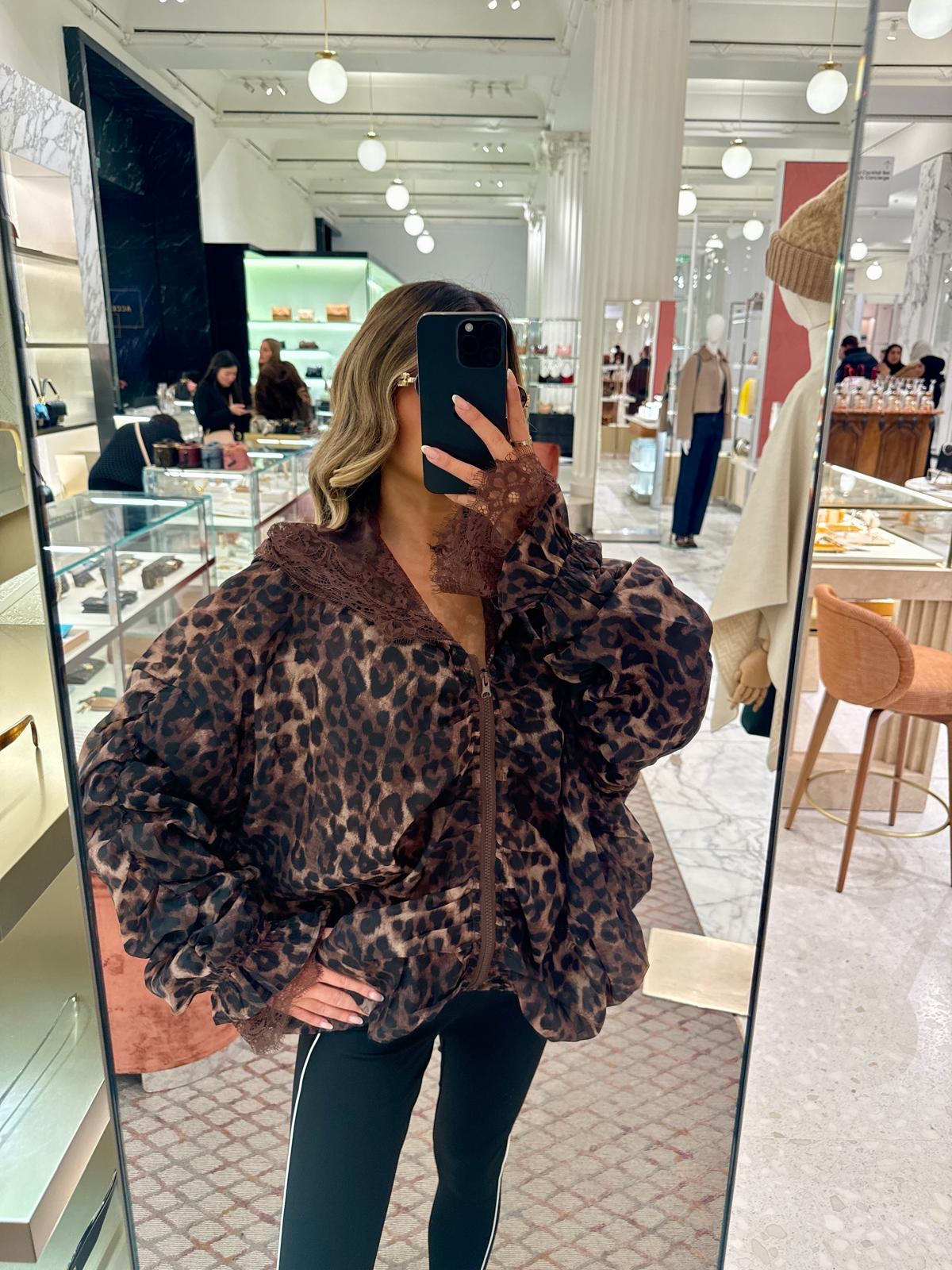 Leopard zip up jacket