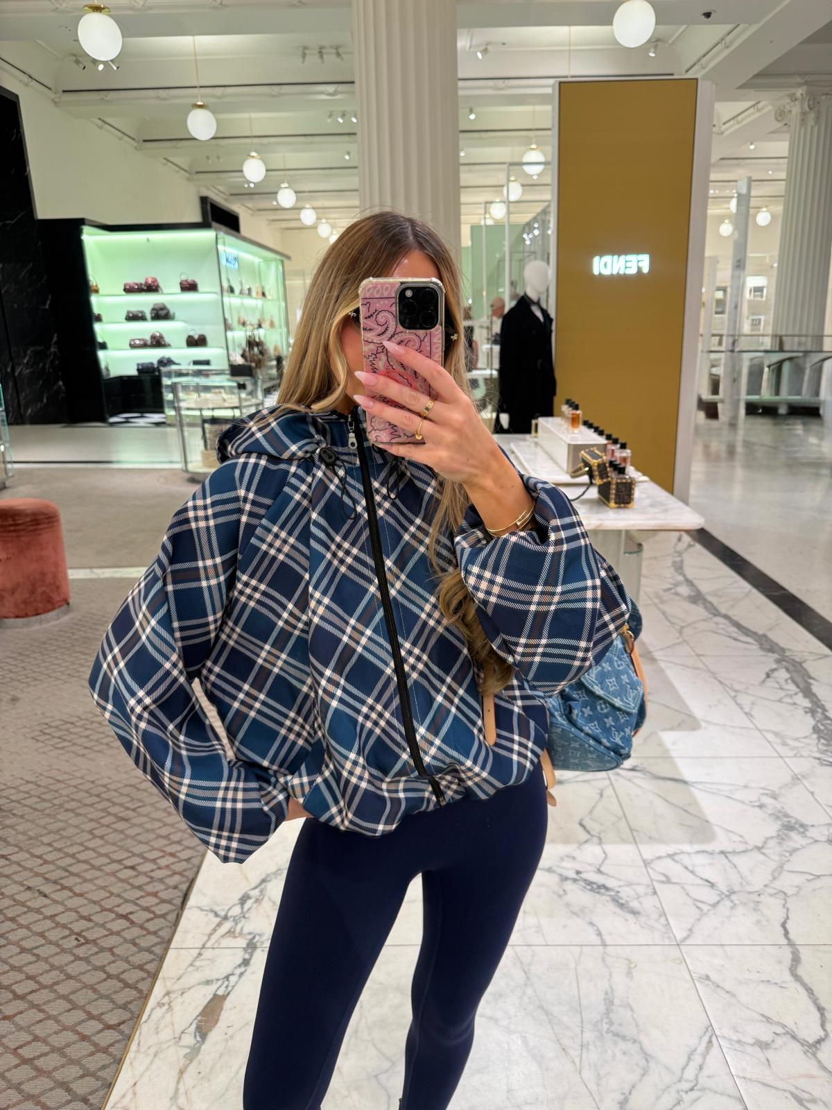 Check jacket - navy