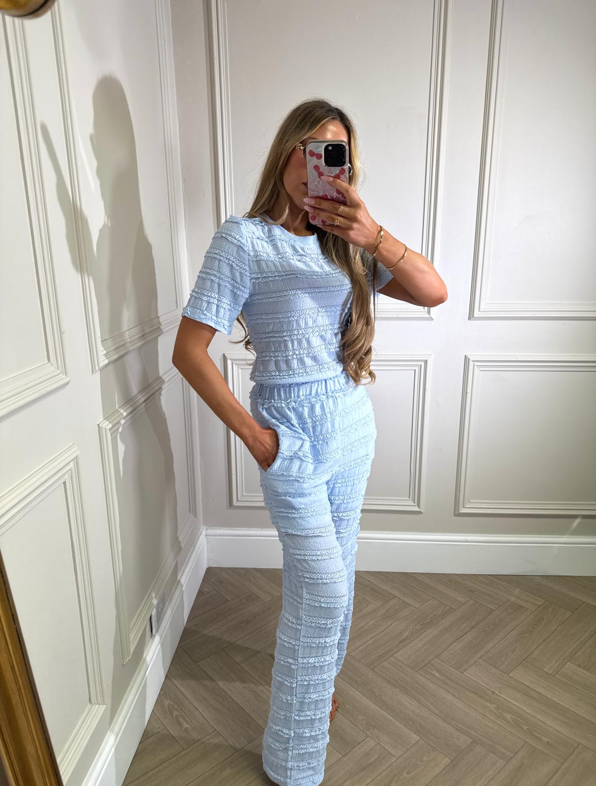 Top and matching trouser set - baby blue