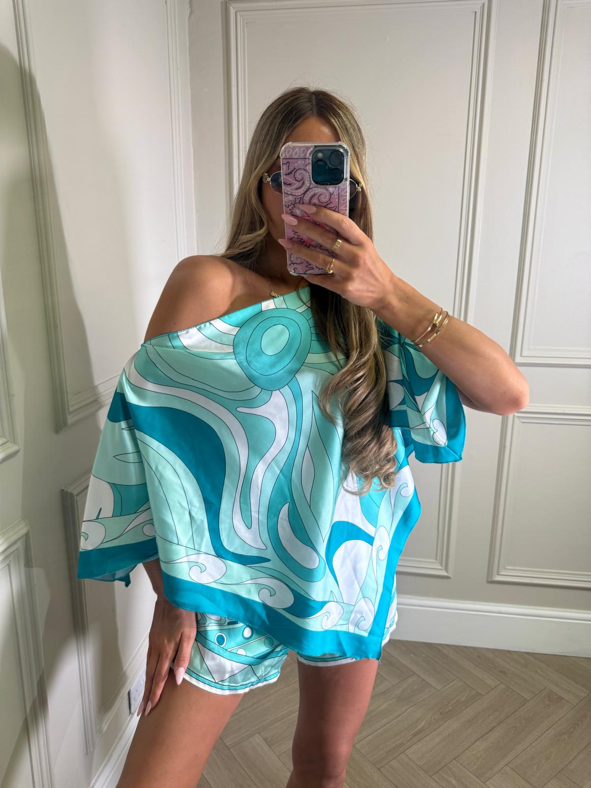 Cape top co-ord - blue