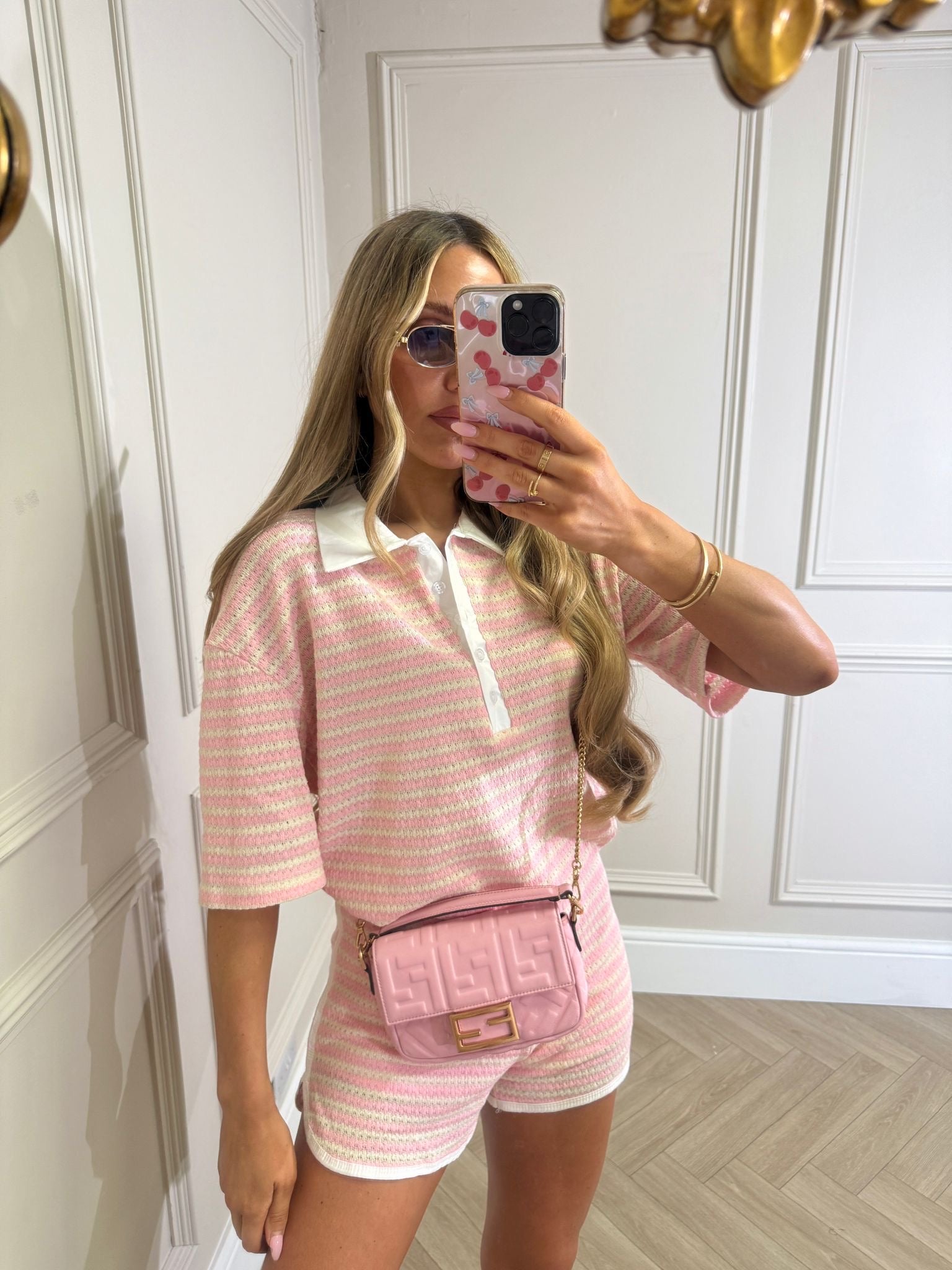 Collar stripe co-ord - pink